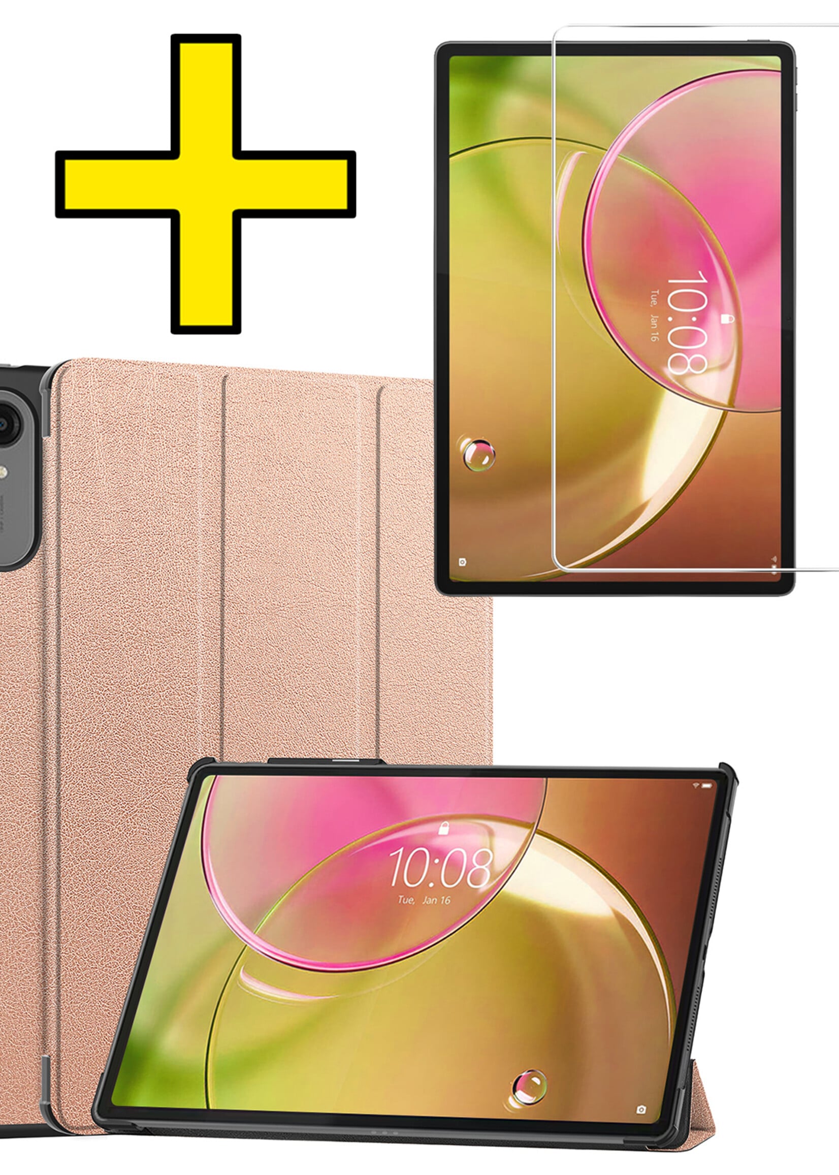 LUQ LUQ Lenovo Idea Tab Pro Gen 2 Hoesje Met Uitsparing Lenovo Pen Met Screenprotector - Rose Goud