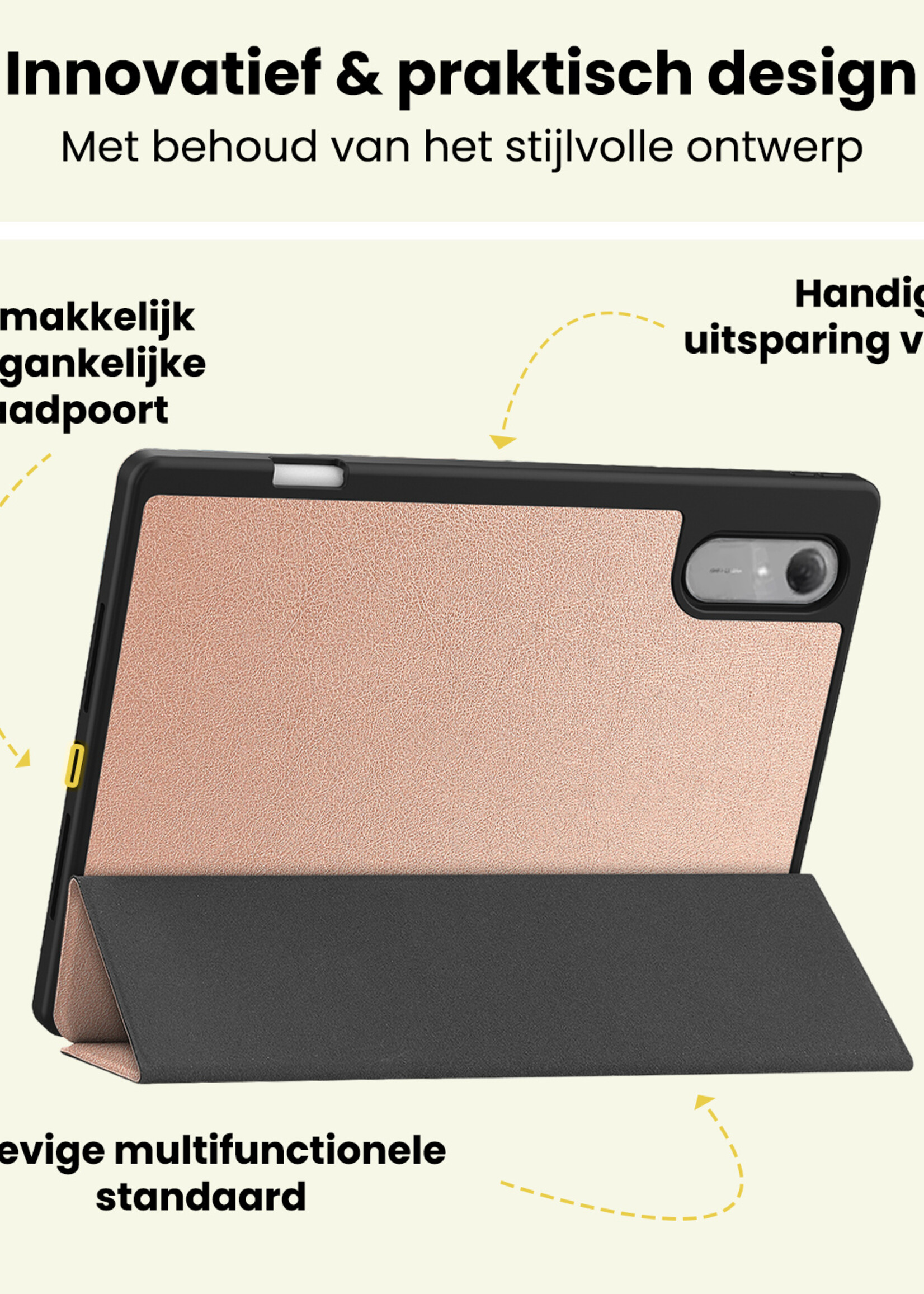 LUQ LUQ Lenovo Idea Tab Pro Gen 2 Hoesje Met Uitsparing Lenovo Pen Met Screenprotector - Rose Goud