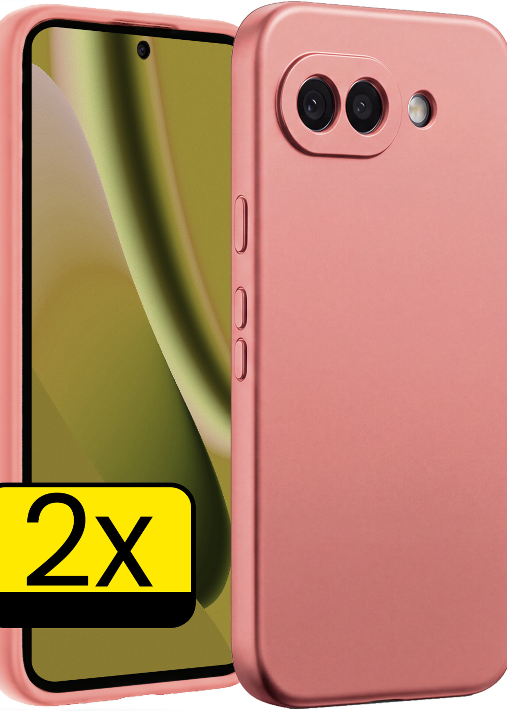 LUQ LUQ Google Pixel 10a Hoesje Siliconen - Lichtroze - 2 PACK