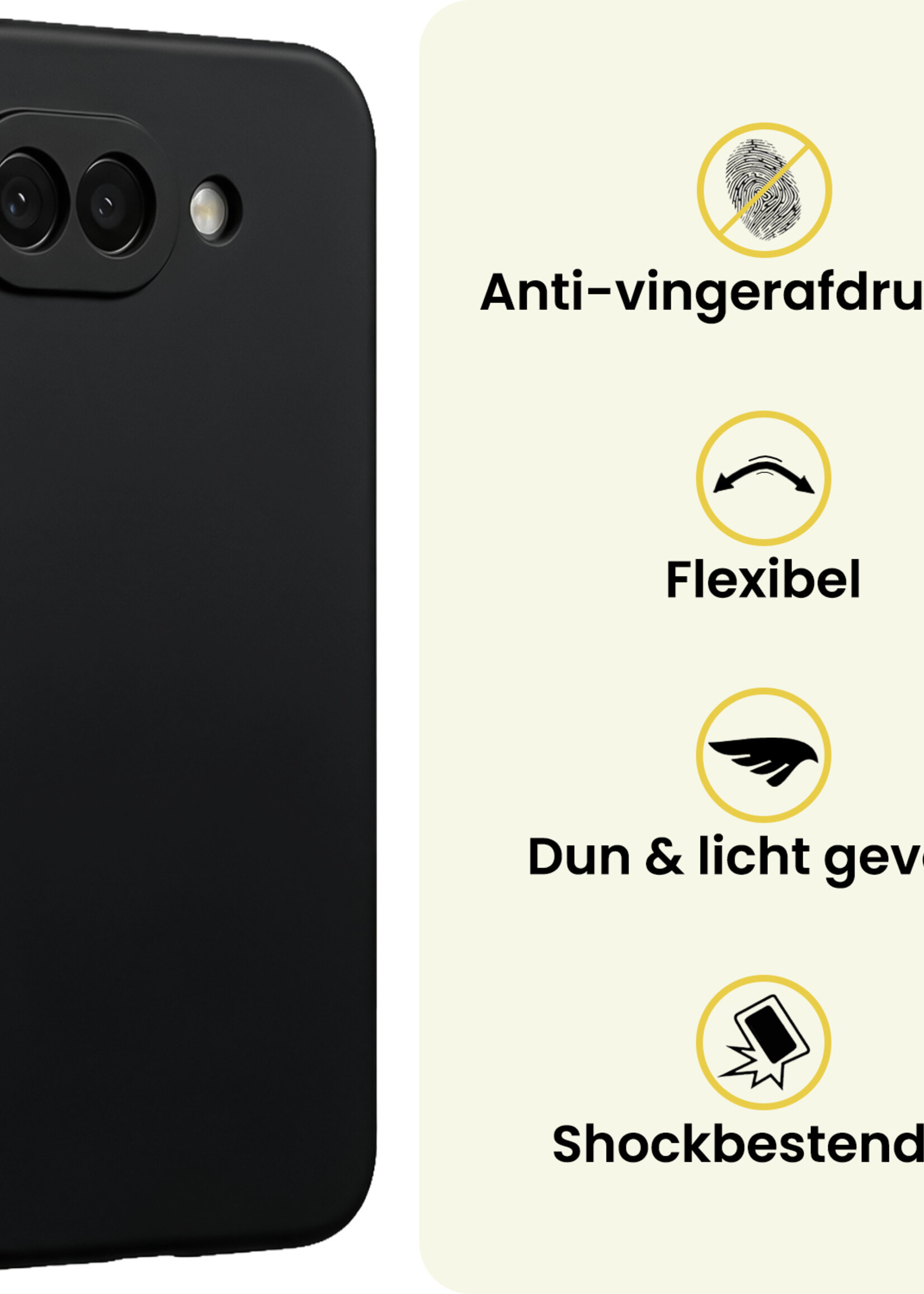 LUQ LUQ Google Pixel 10a Hoesje Siliconen - Zwart - 2 PACK