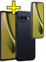 LUQ LUQ Google Pixel 10a Hoesje Siliconen Met Screenprotector - Donkerblauw