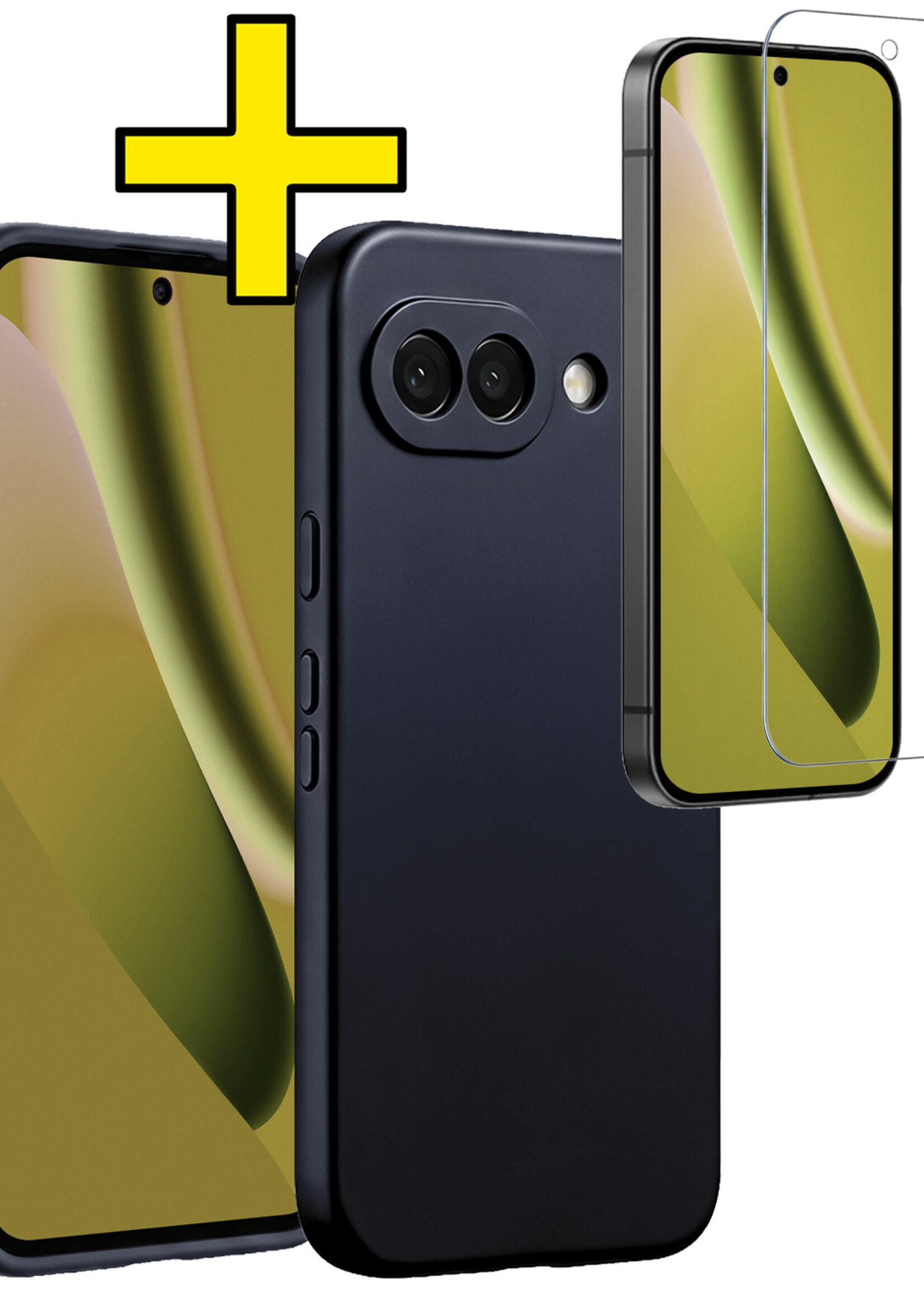 LUQ LUQ Google Pixel 10a Hoesje Siliconen Met Screenprotector - Donkerblauw