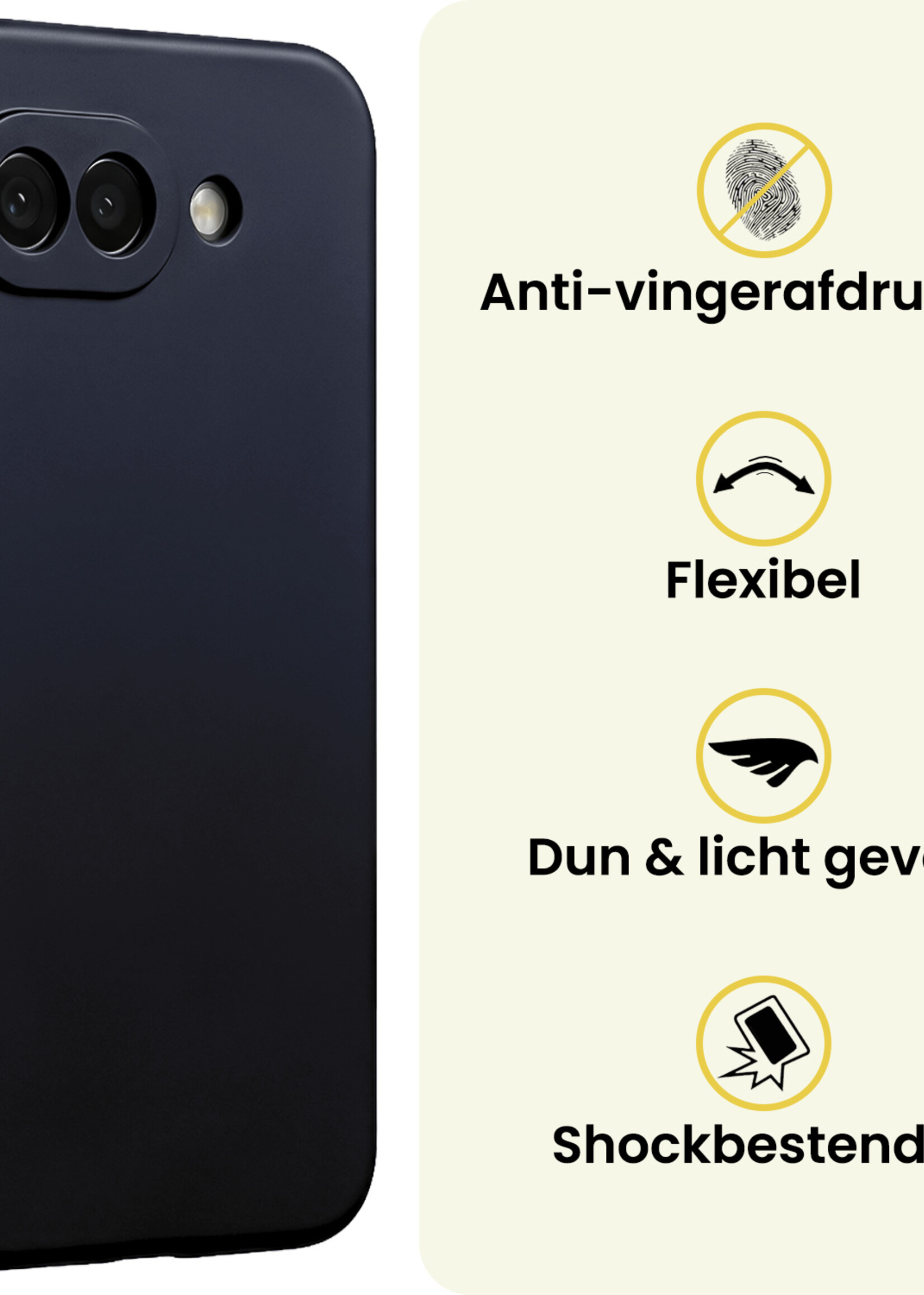 LUQ LUQ Google Pixel 10a Hoesje Siliconen Met Screenprotector - Donkerblauw