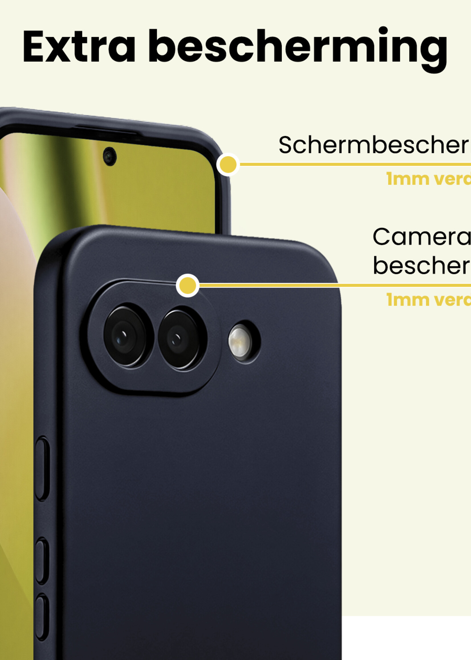 LUQ LUQ Google Pixel 10a Hoesje Siliconen Met Screenprotector - Donkerblauw
