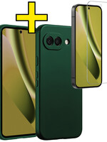 LUQ LUQ Google Pixel 10a Hoesje Siliconen Met Screenprotector - Donkergroen