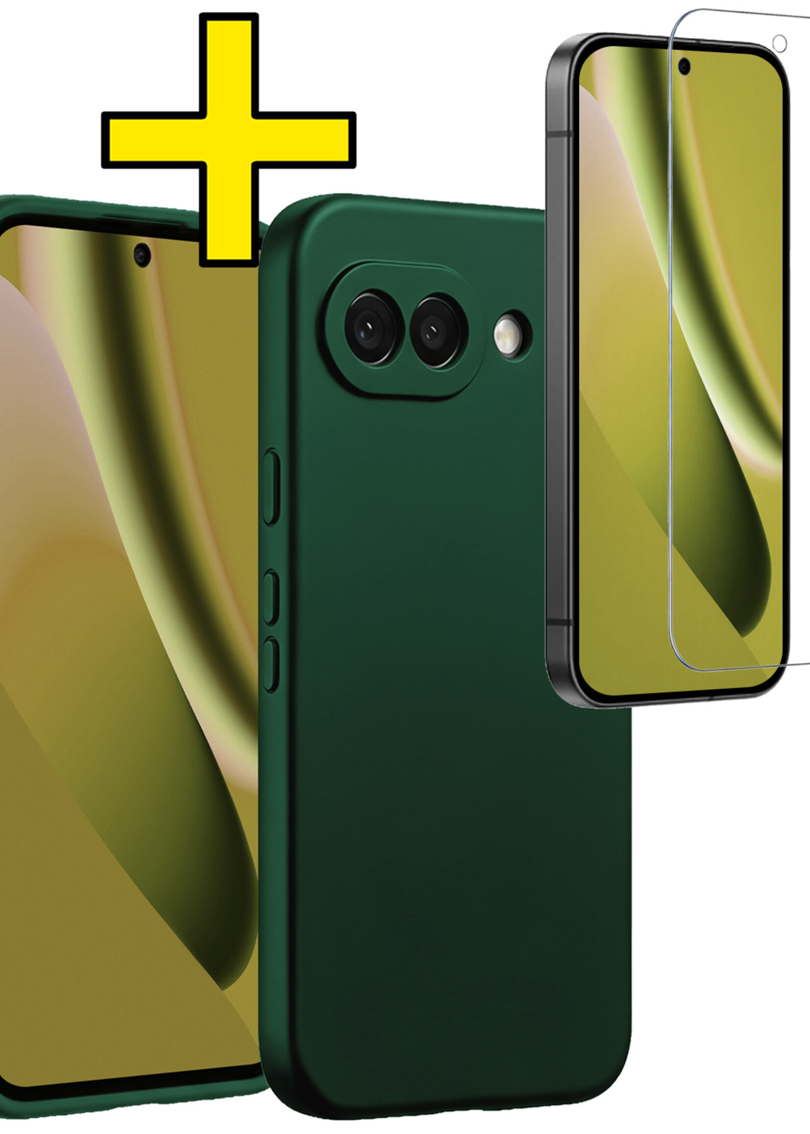 LUQ LUQ Google Pixel 10a Hoesje Siliconen Met Screenprotector - Donkergroen