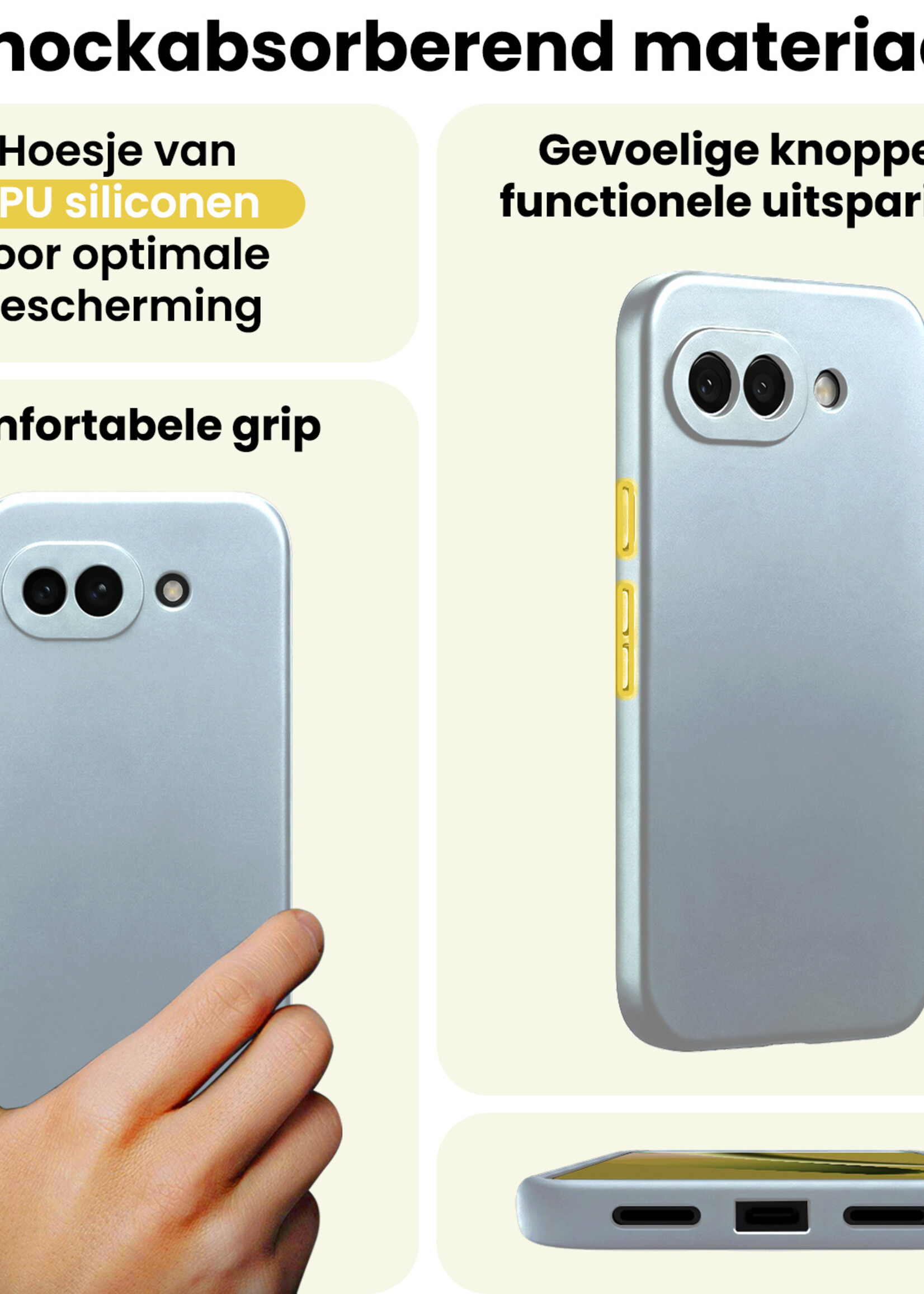 LUQ LUQ Google Pixel 10a Hoesje Siliconen Met Screenprotector - Lichtblauw