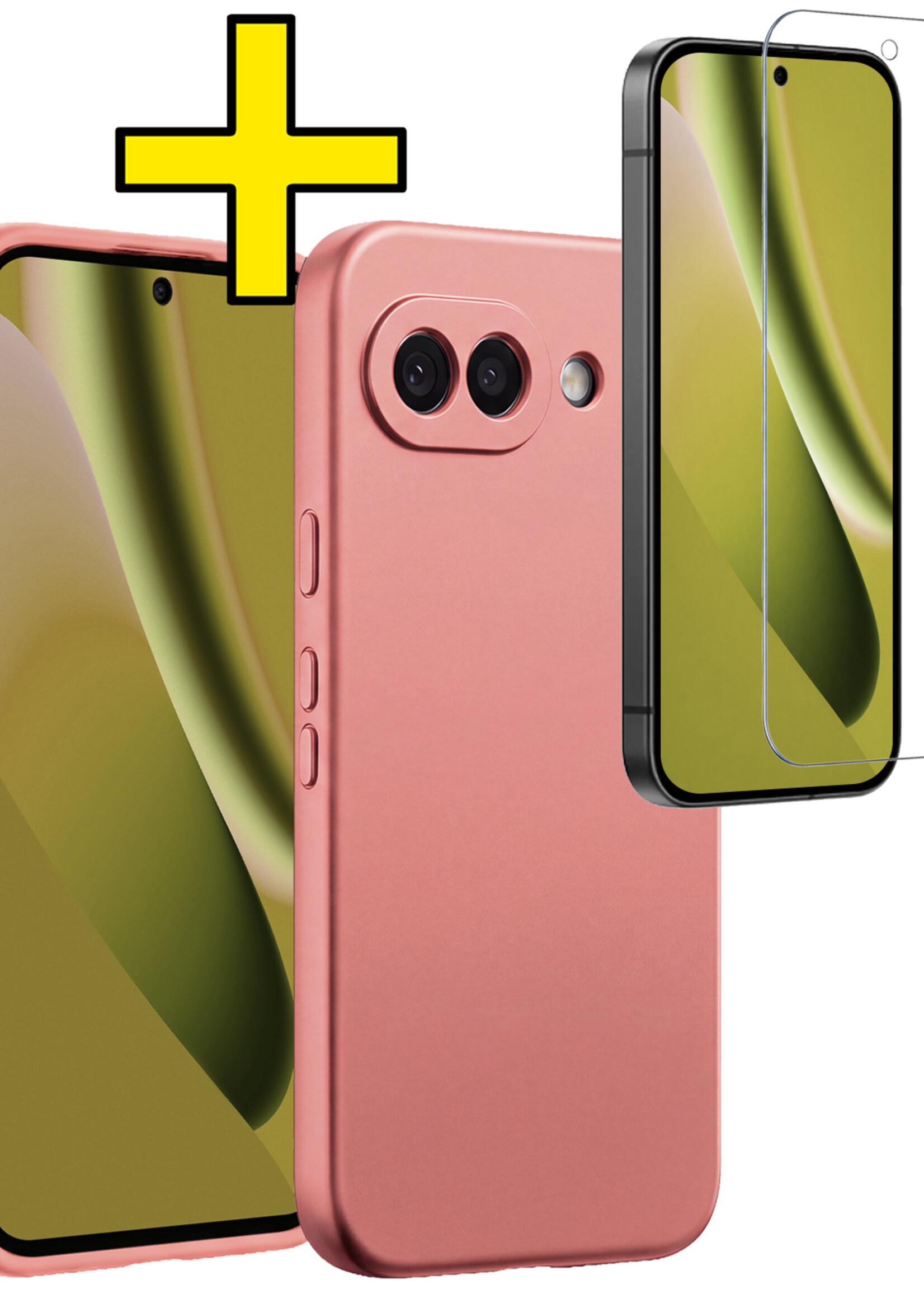 LUQ LUQ Google Pixel 10a Hoesje Siliconen Met Screenprotector - Lichtroze
