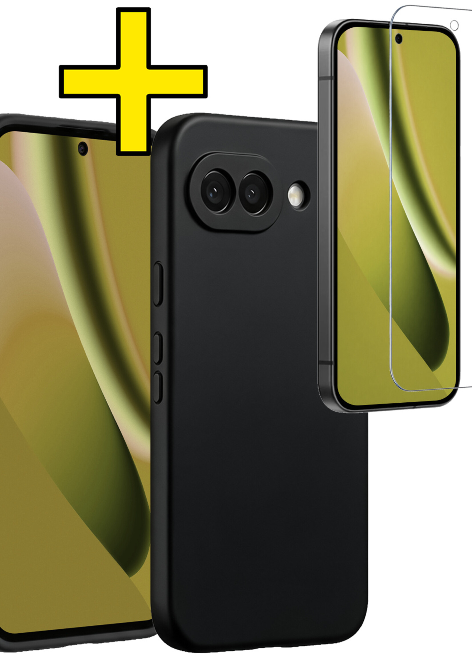 LUQ LUQ Google Pixel 10a Hoesje Siliconen Met Screenprotector - Zwart