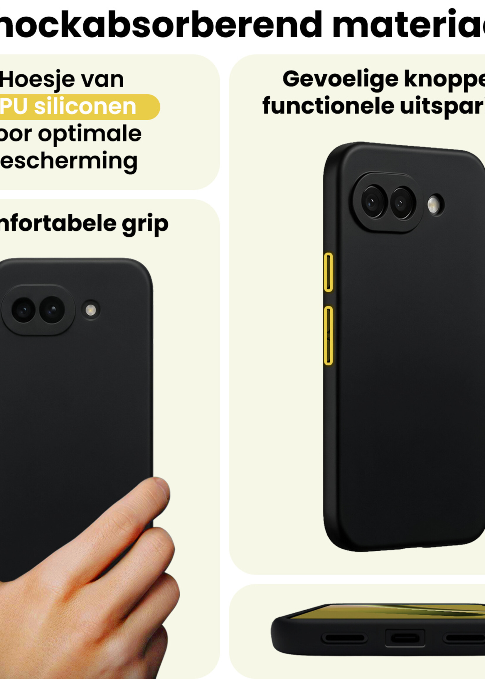 LUQ LUQ Google Pixel 10a Hoesje Siliconen Met Screenprotector - Zwart