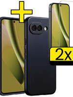 LUQ LUQ Google Pixel 10a Hoesje Siliconen Met 2x Screenprotector - Donkerblauw
