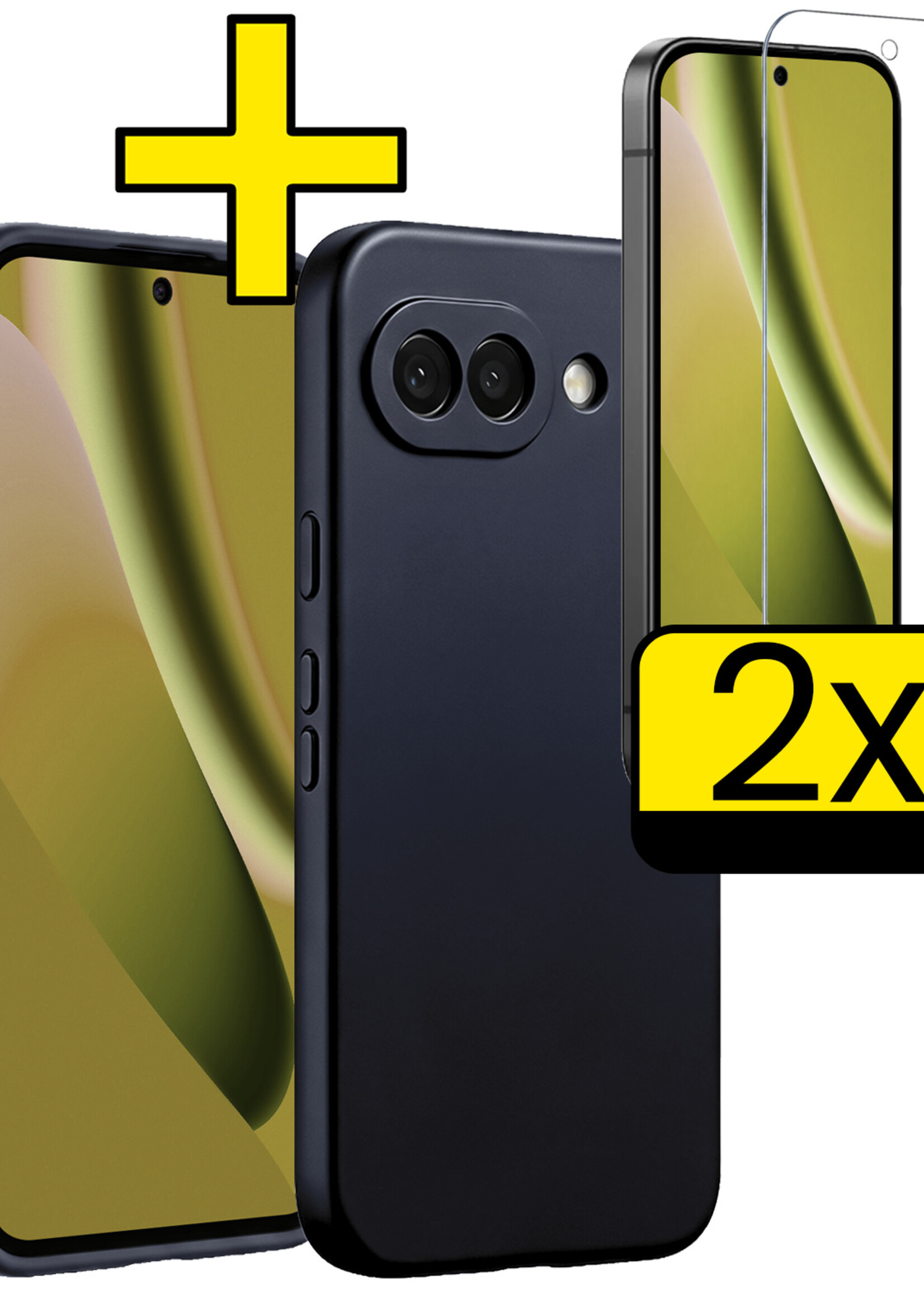 LUQ LUQ Google Pixel 10a Hoesje Siliconen Met 2x Screenprotector - Donkerblauw