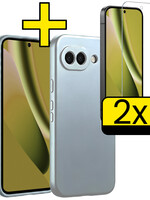 LUQ LUQ Google Pixel 10a Hoesje Siliconen Met 2x Screenprotector - Lichtblauw