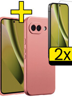 LUQ LUQ Google Pixel 10a Hoesje Siliconen Met 2x Screenprotector - Lichtroze