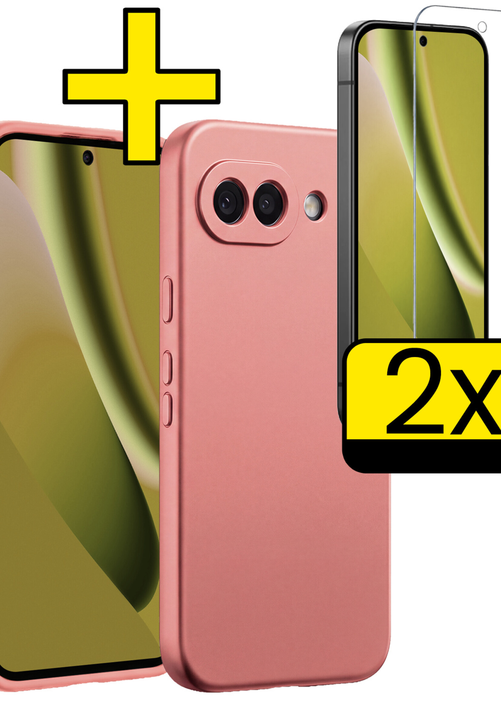 LUQ LUQ Google Pixel 10a Hoesje Siliconen Met 2x Screenprotector - Lichtroze