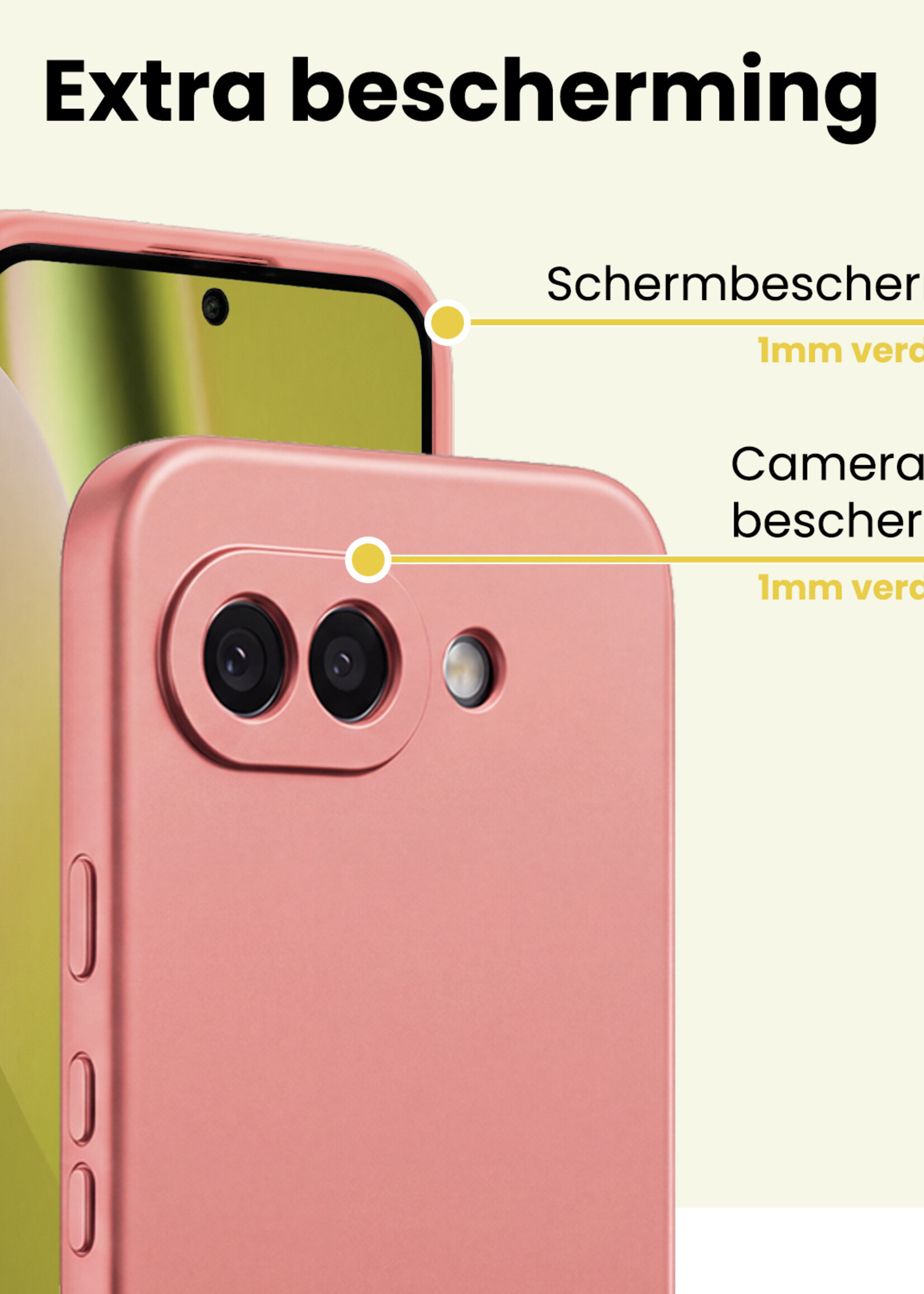 LUQ LUQ Google Pixel 10a Hoesje Siliconen Met 2x Screenprotector - Lichtroze