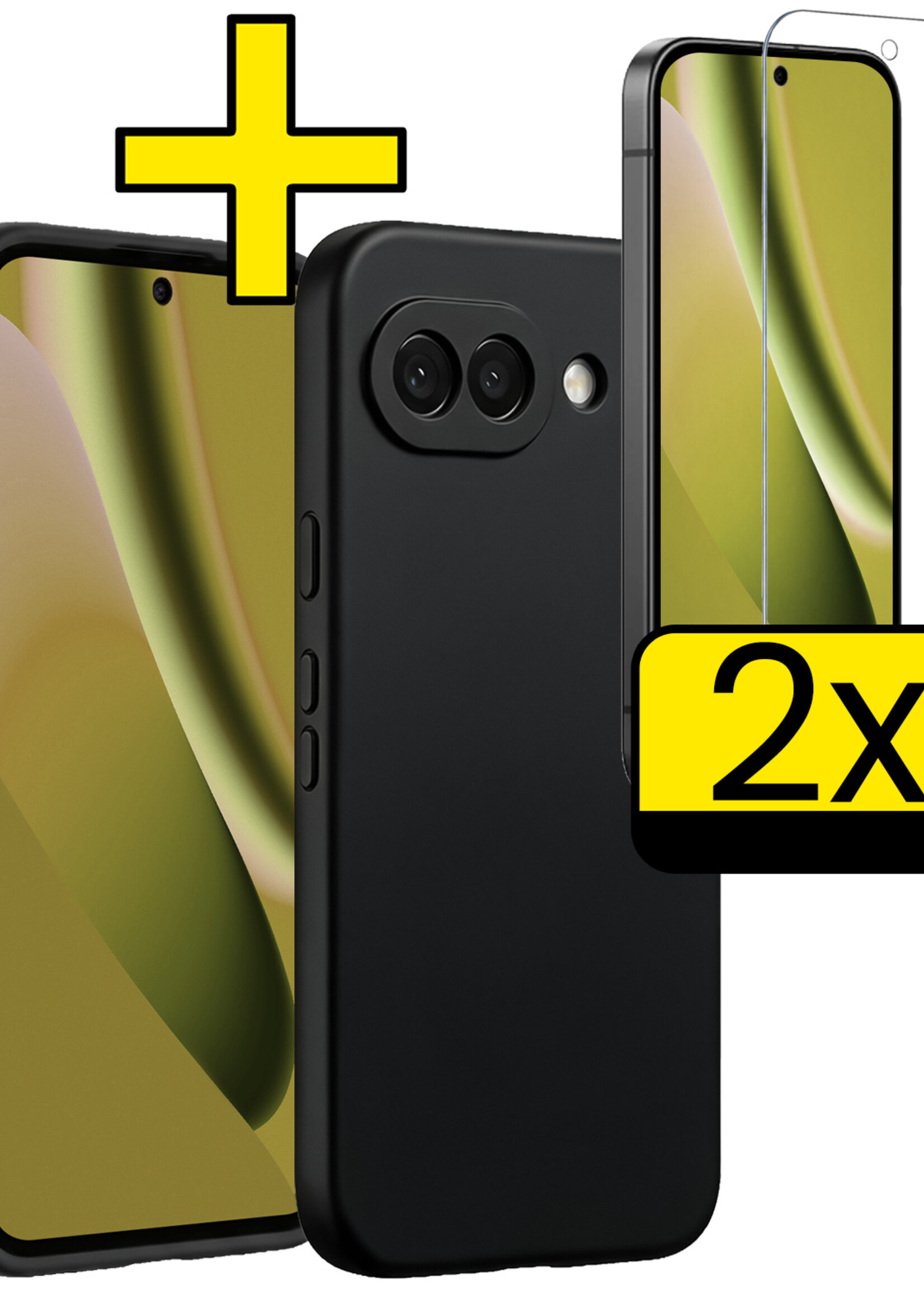 LUQ LUQ Google Pixel 10a Hoesje Siliconen Met 2x Screenprotector - Zwart