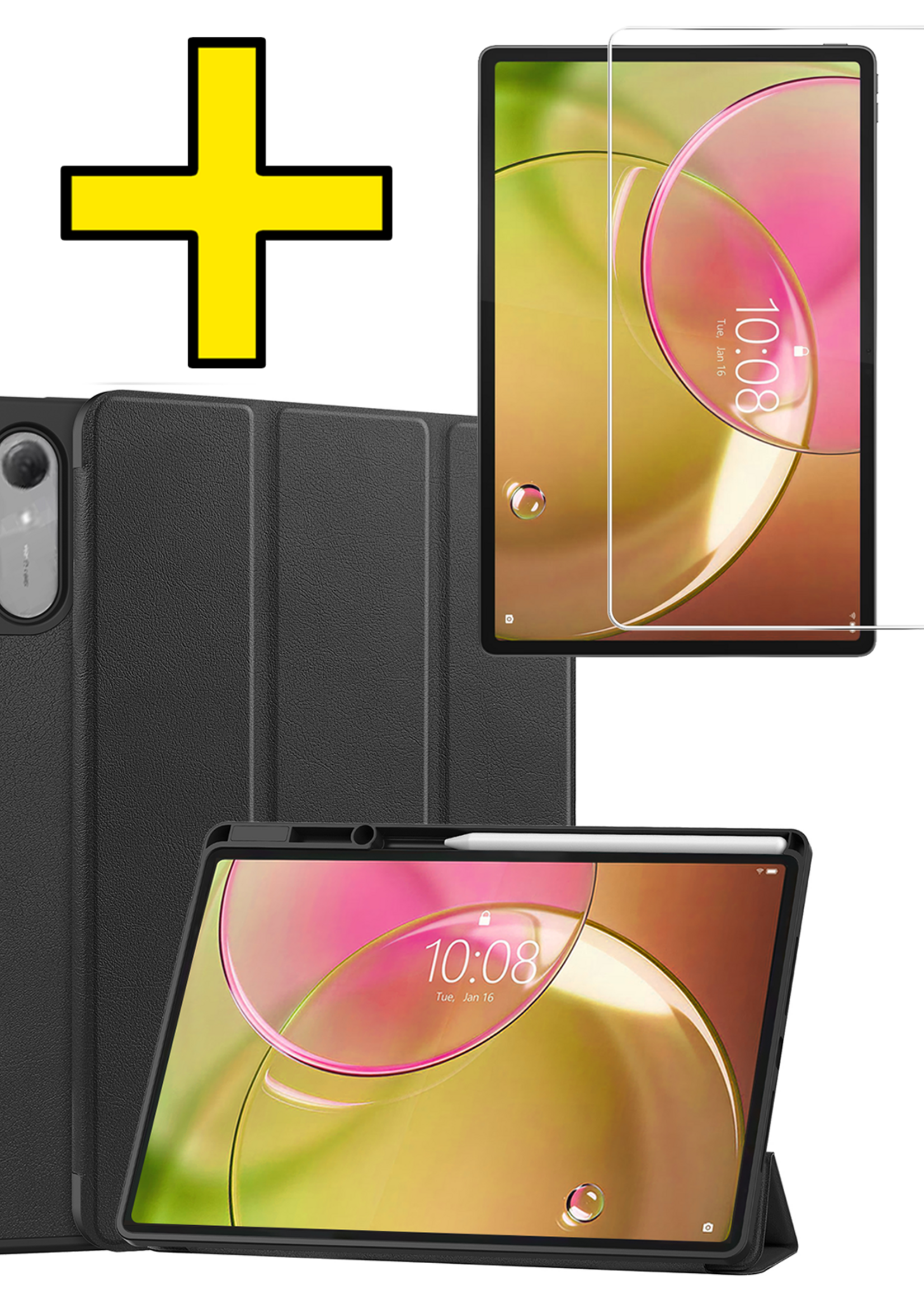 LUQ LUQ Lenovo Idea Tab Pro Gen 2 Hoesje Met Uitsparing Lenovo Pen Met Screenprotector - Zwart