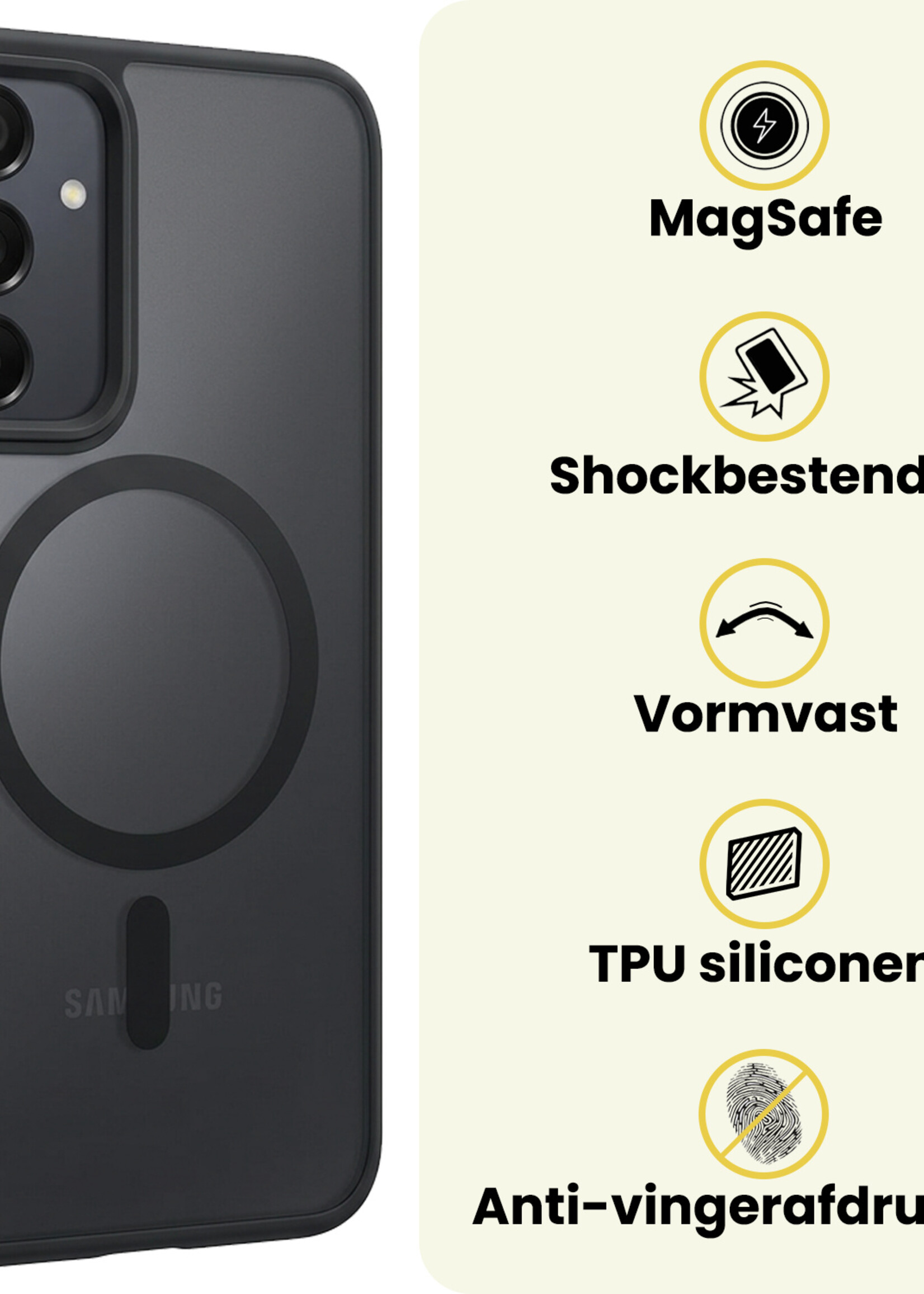 LUQ LUQ Samsung Galaxy A25 Magsafe Hoesje Zwart Met Screenprotector