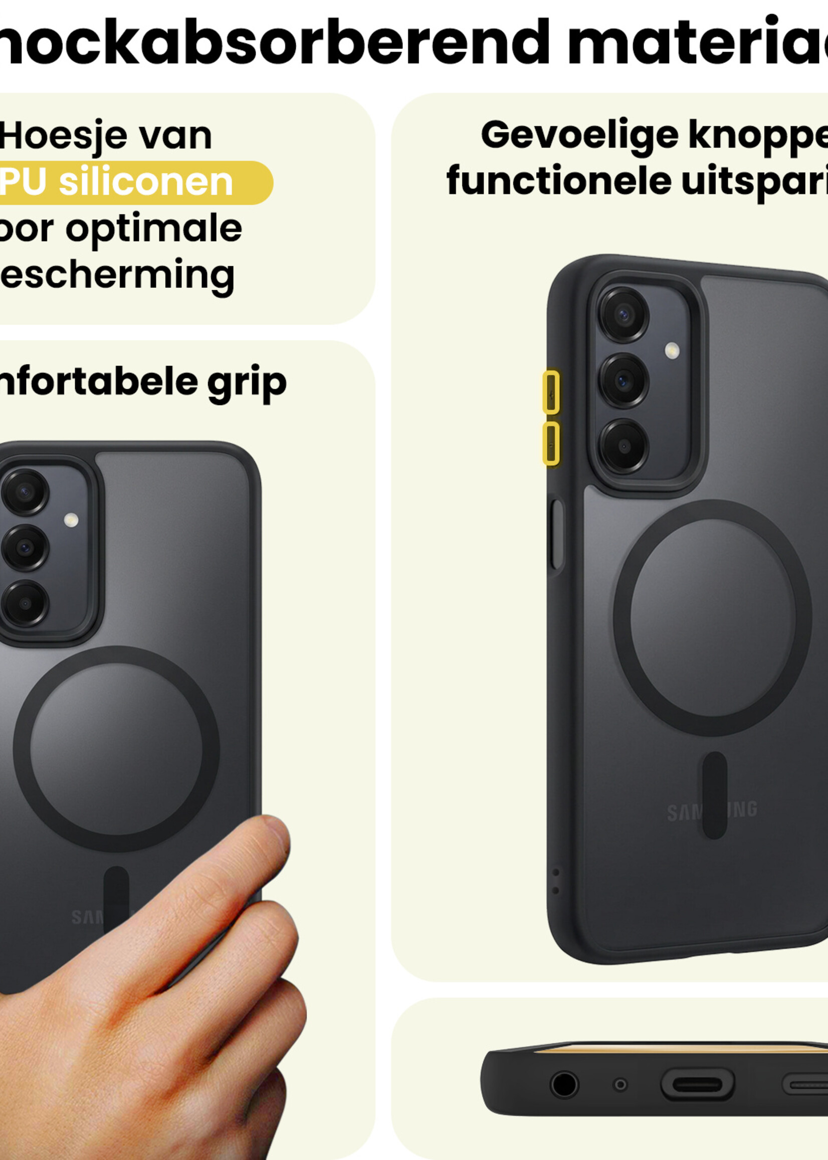 LUQ LUQ Samsung Galaxy A25 Magsafe Hoesje Zwart Met Screenprotector