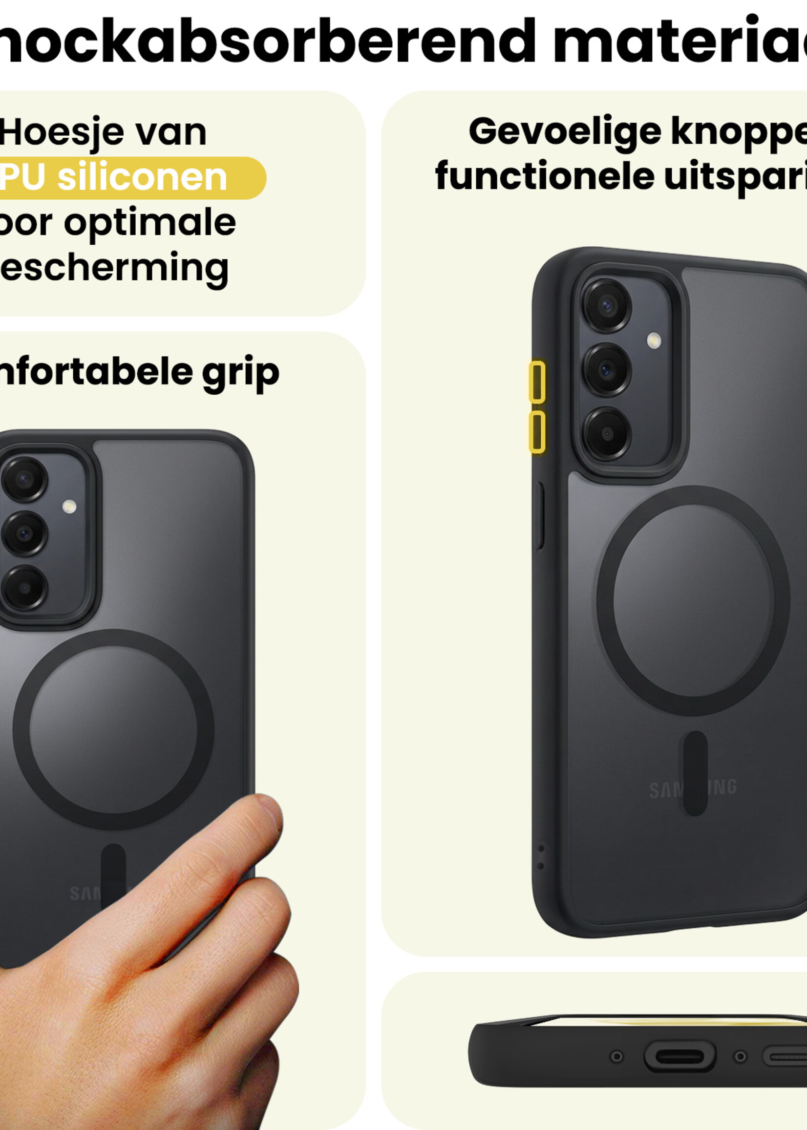 LUQ LUQ Samsung Galaxy A35 Magsafe Hoesje Zwart Met Screenprotector