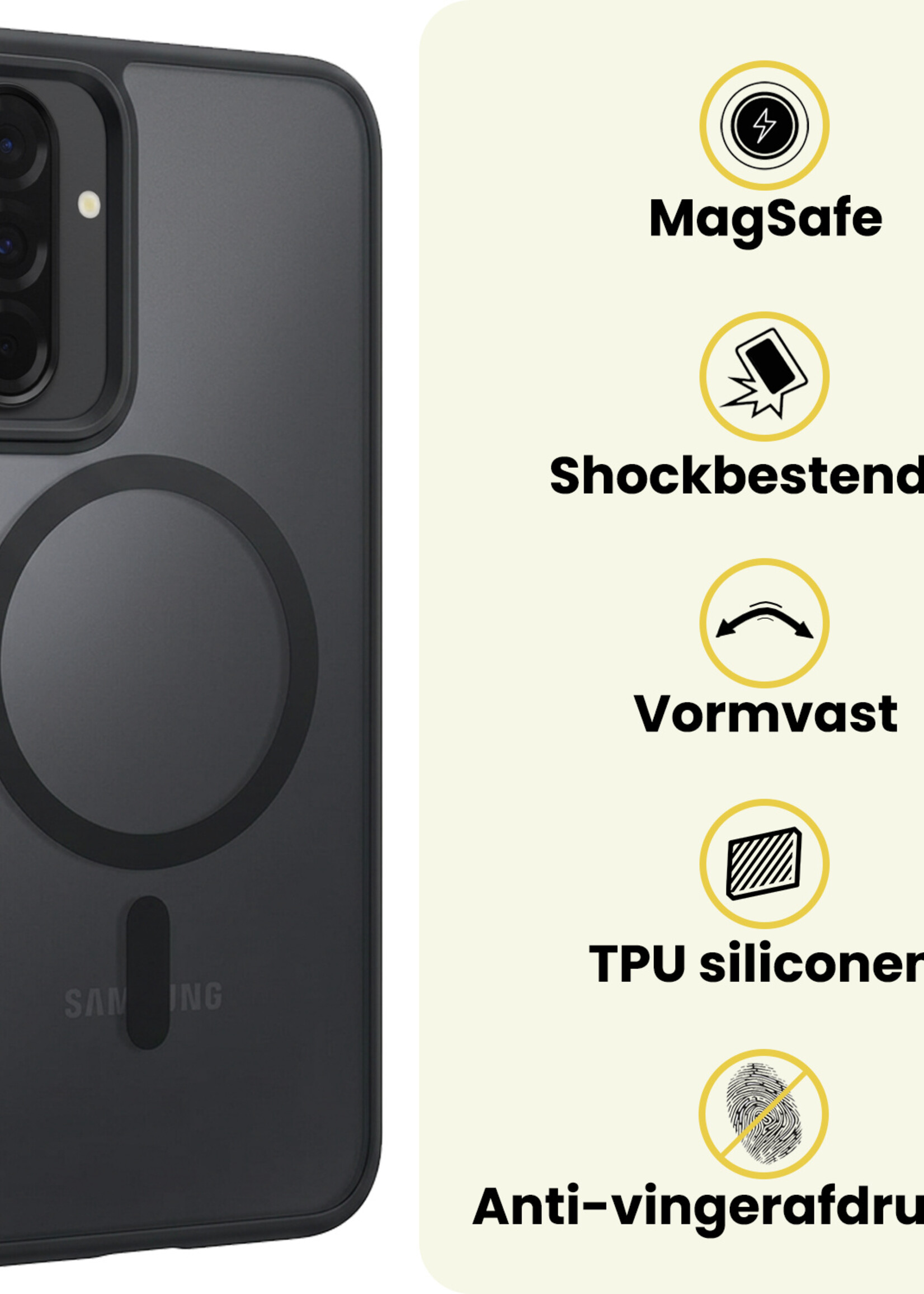 LUQ LUQ Samsung Galaxy A36 Magsafe Hoesje Zwart Met Screenprotector