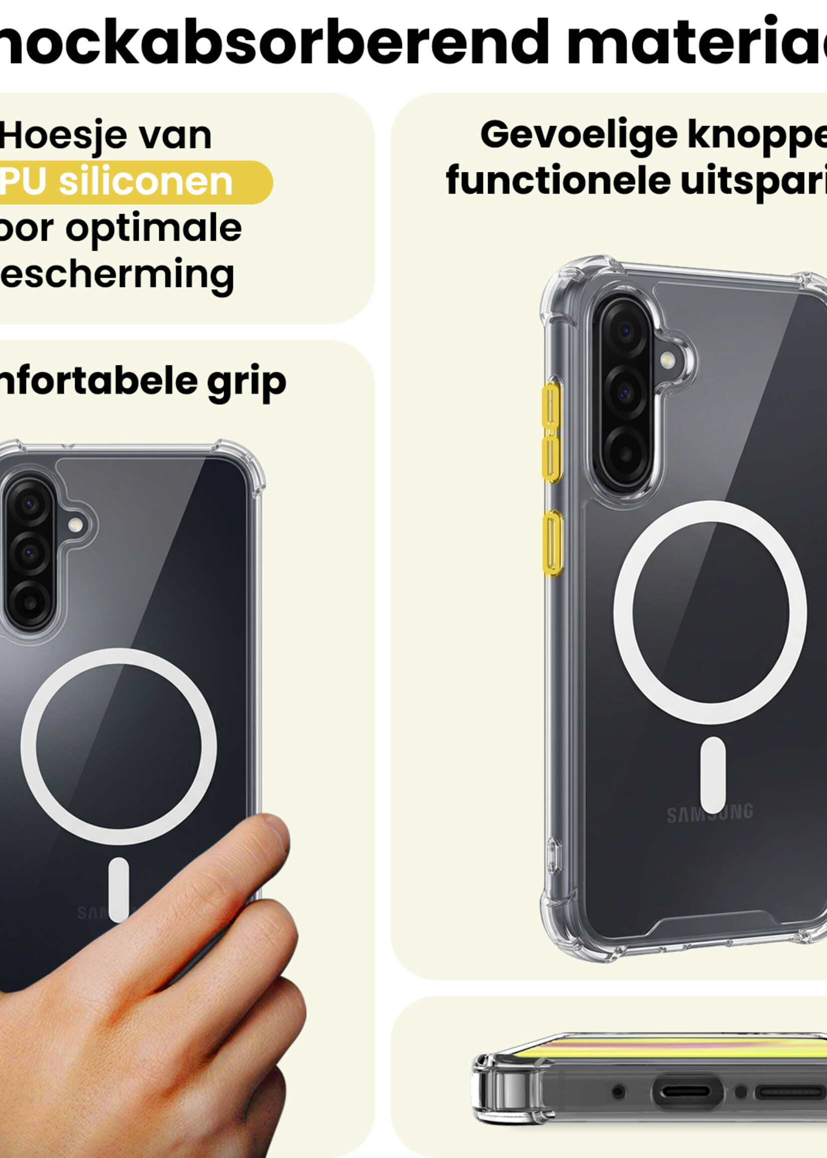LUQ LUQ Samsung Galaxy A36 Magsafe Hoesje Transparant Met 2x Screenprotector