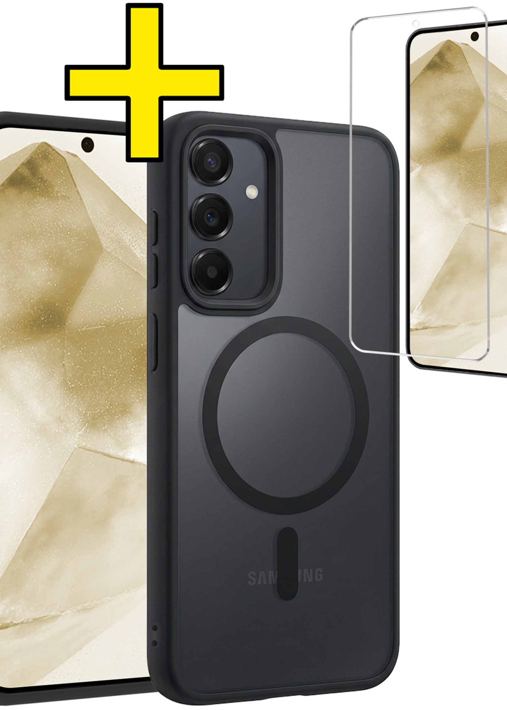LUQ LUQ Samsung Galaxy A55 Magsafe Hoesje Zwart Met Screenprotector