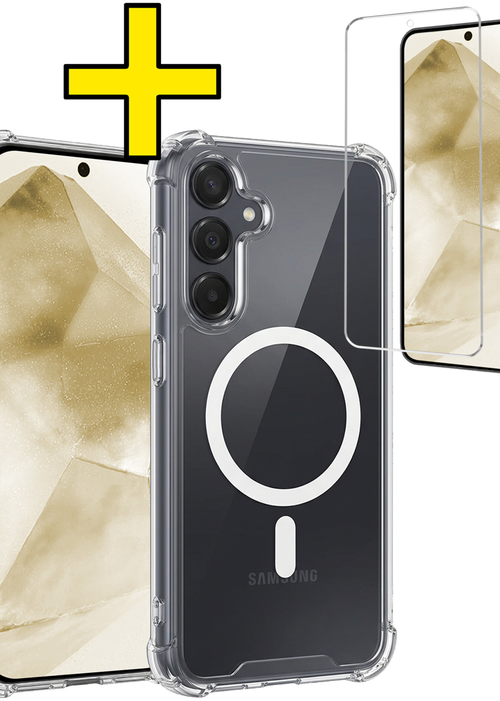 LUQ LUQ Samsung Galaxy A55 Magsafe Hoesje Transparant Met Screenprotector