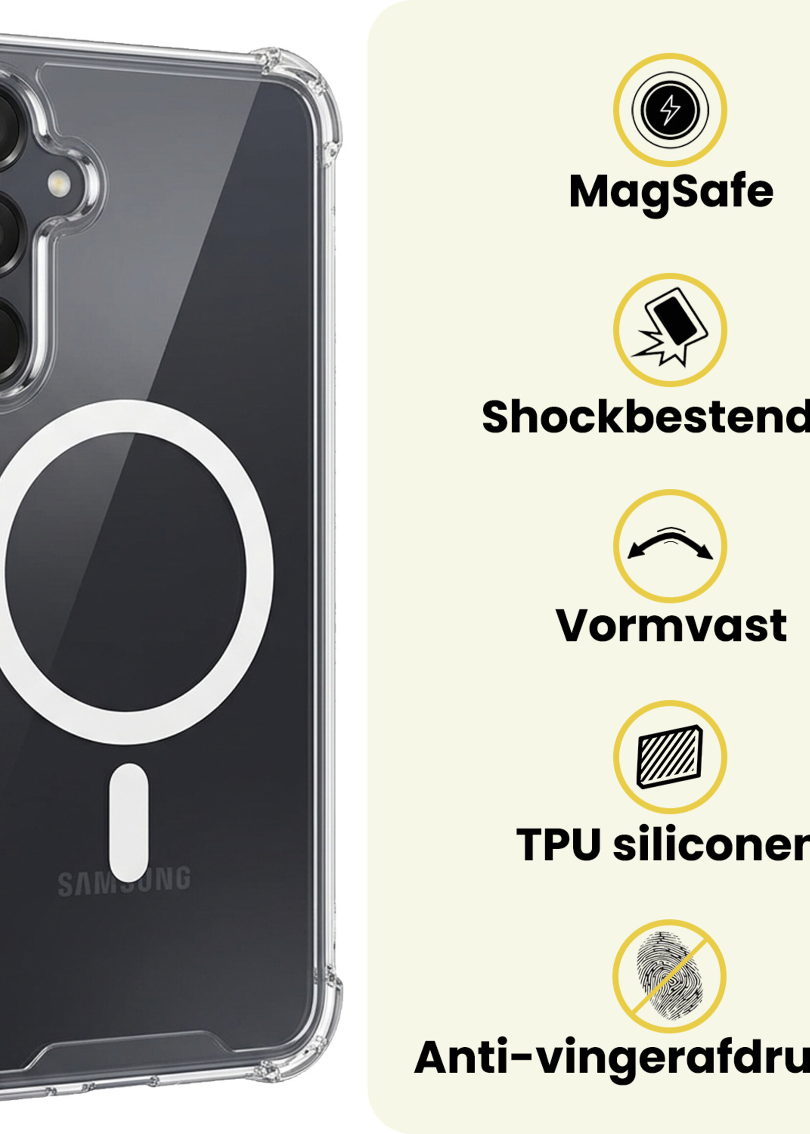 LUQ LUQ Samsung Galaxy A55 Magsafe Hoesje Transparant Met Screenprotector