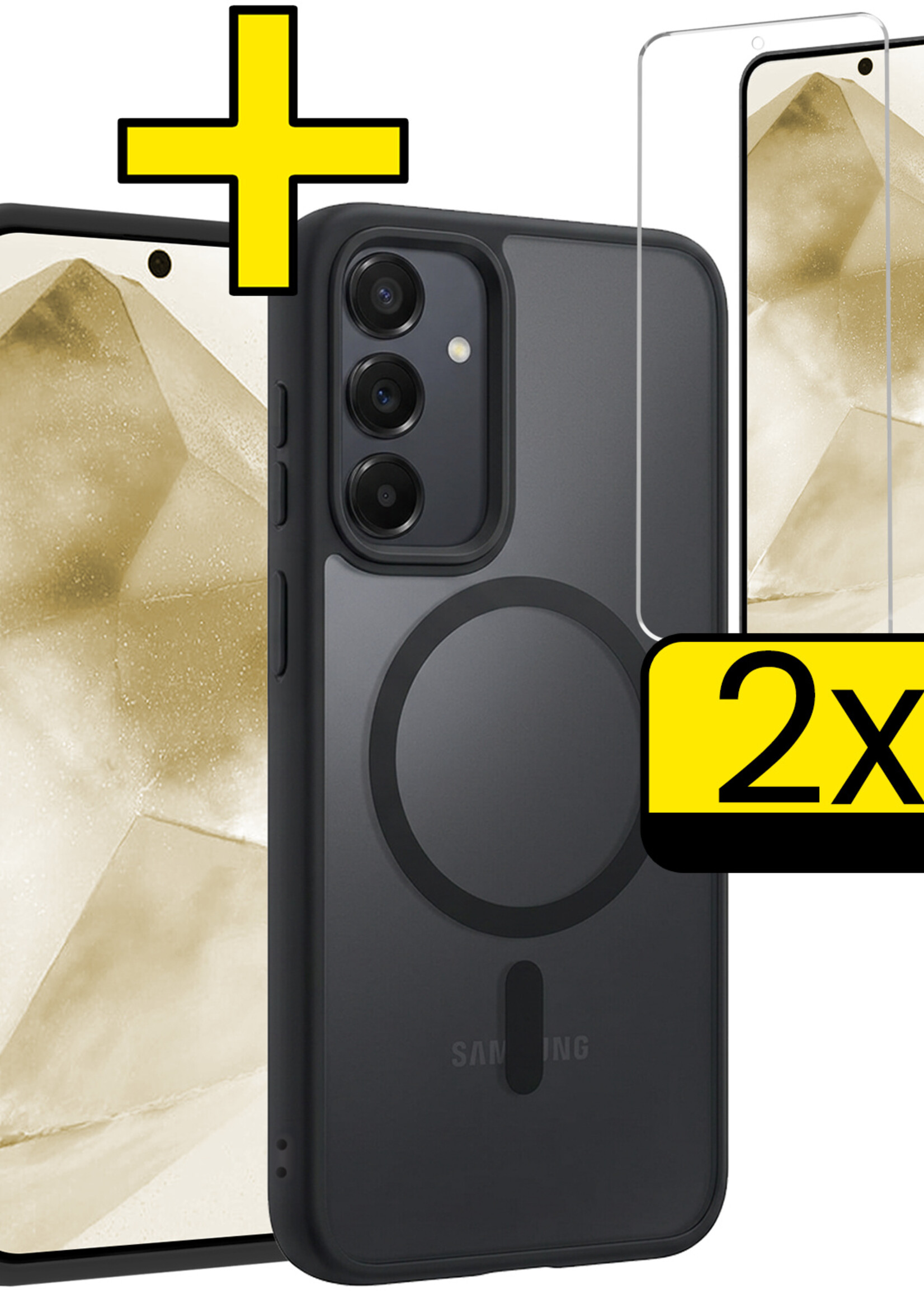 LUQ LUQ Samsung Galaxy A55 Magsafe Hoesje Zwart Met 2x Screenprotector