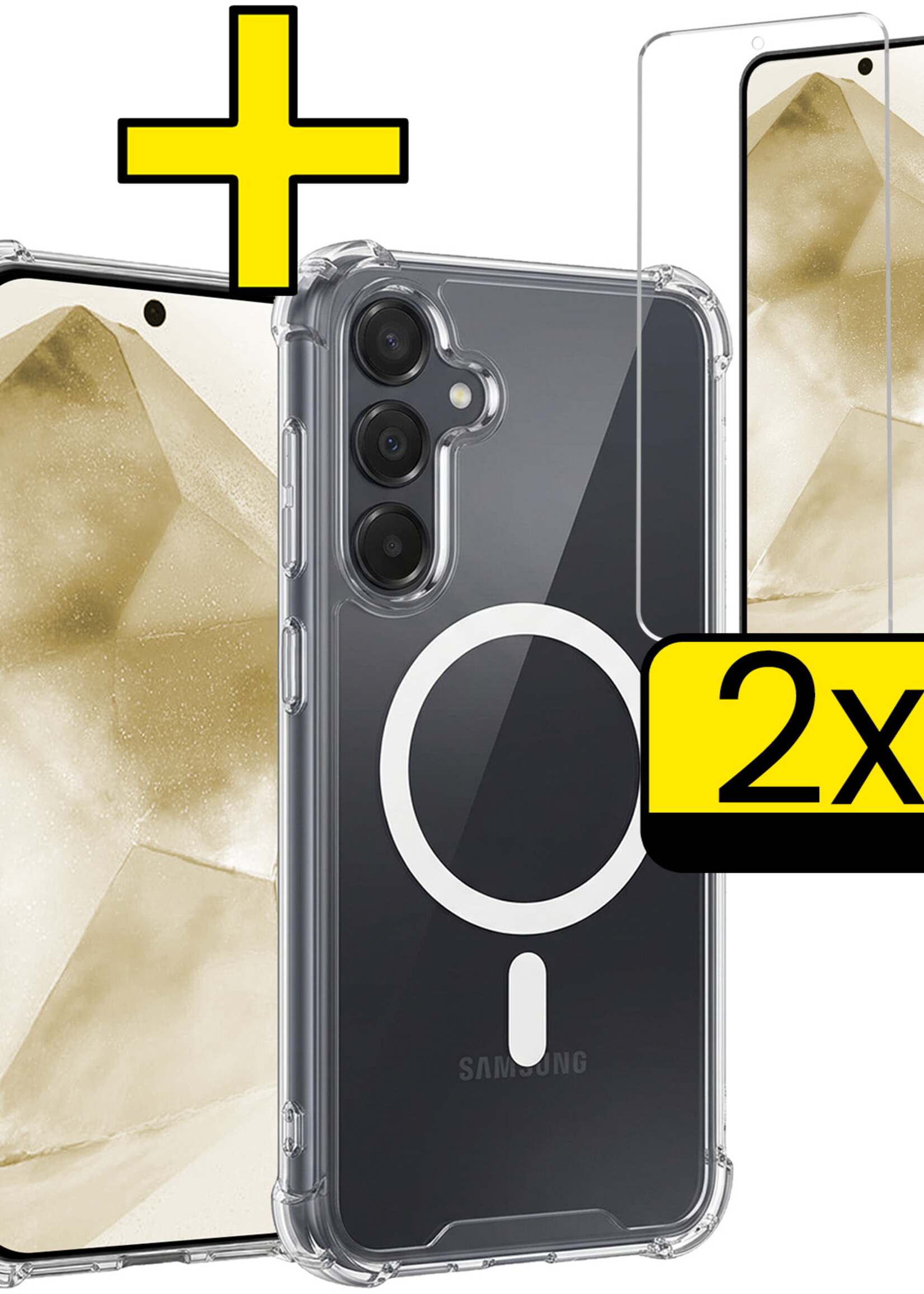 LUQ LUQ Samsung Galaxy A55 Magsafe Hoesje Transparant Met 2x Screenprotector