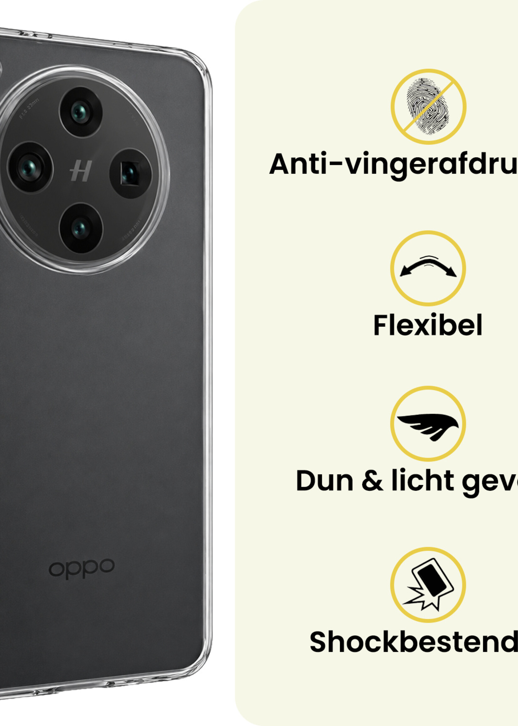LUQ LUQ OPPO Find X8 Pro Hoesje Siliconen Met 2x Screenprotector - Transparant
