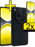 LUQ LUQ OPPO Find X8 Pro Hoesje Siliconen Met 2x Screenprotector - Zwart
