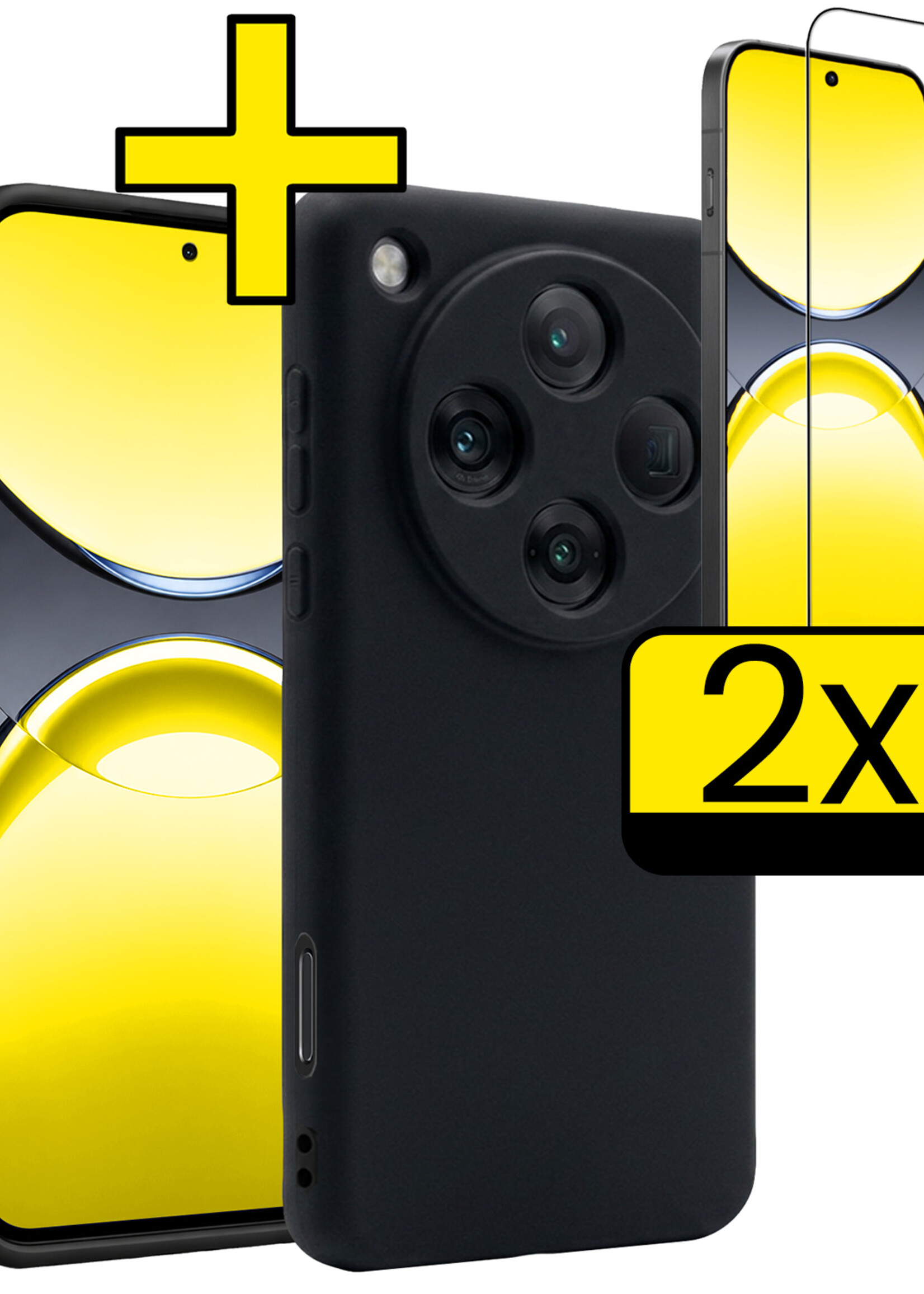 LUQ LUQ OPPO Find X8 Pro Hoesje Siliconen Met 2x Screenprotector - Zwart