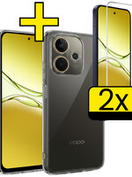 LUQ LUQ OPPO A5 Pro Hoesje Siliconen Met 2x Screenprotector - Transparant
