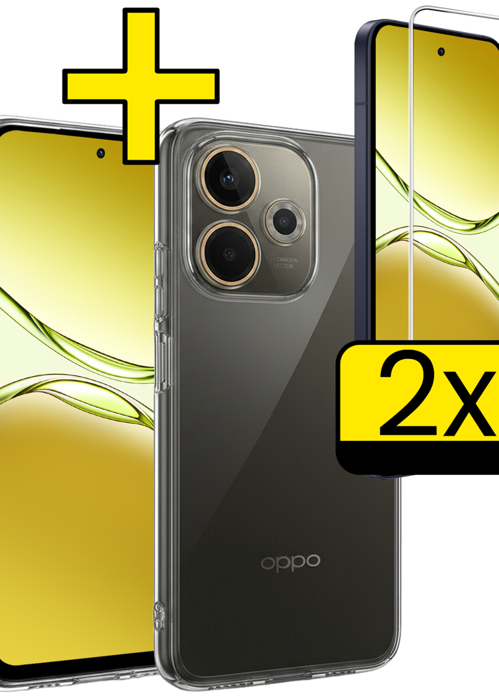 LUQ LUQ OPPO A5 Pro Hoesje Siliconen Met 2x Screenprotector - Transparant