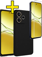 LUQ LUQ OPPO A5 Pro Hoesje Siliconen Met Screenprotector - Zwart