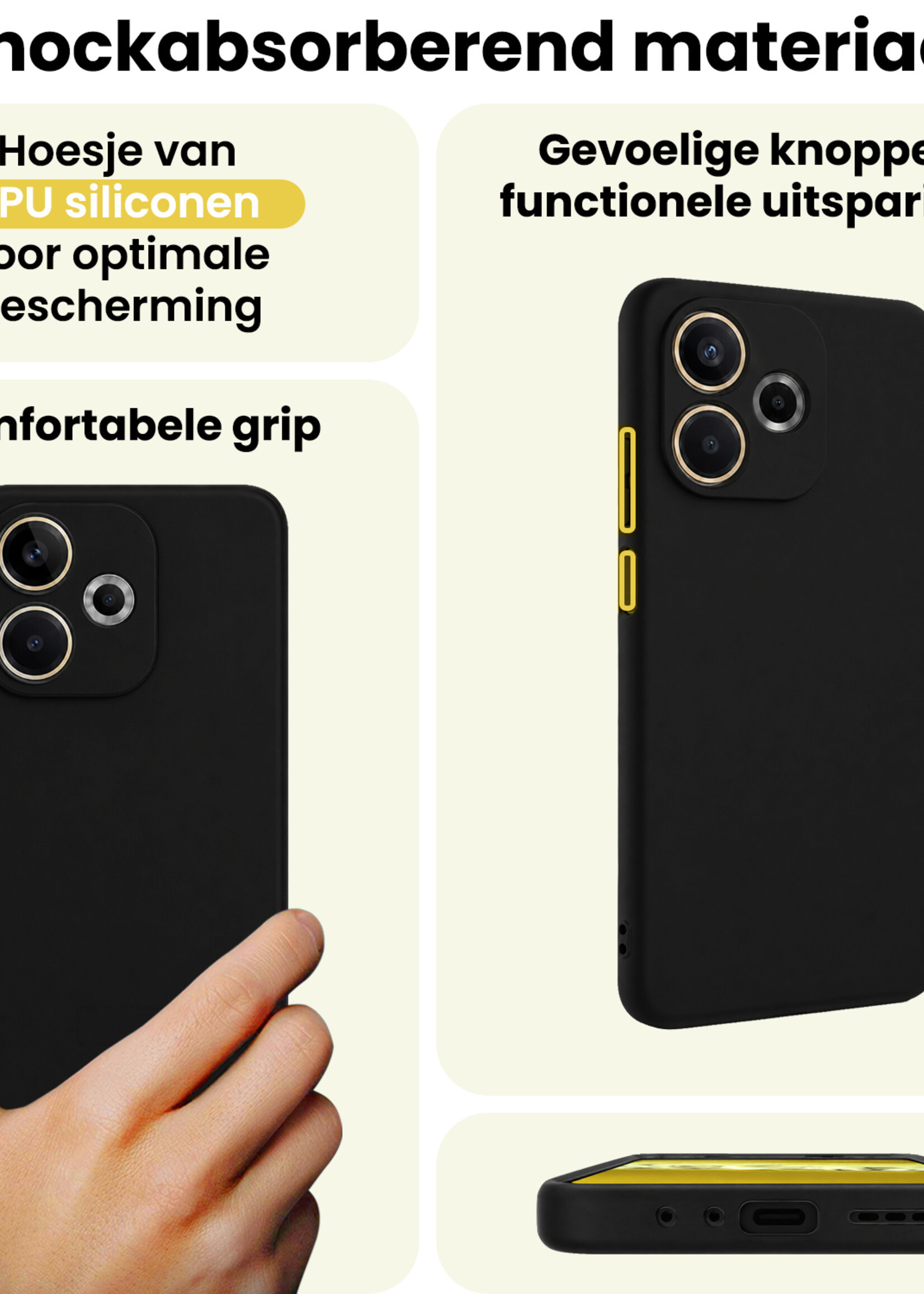 LUQ LUQ OPPO A5 Pro Hoesje Siliconen Met 2x Screenprotector - Zwart