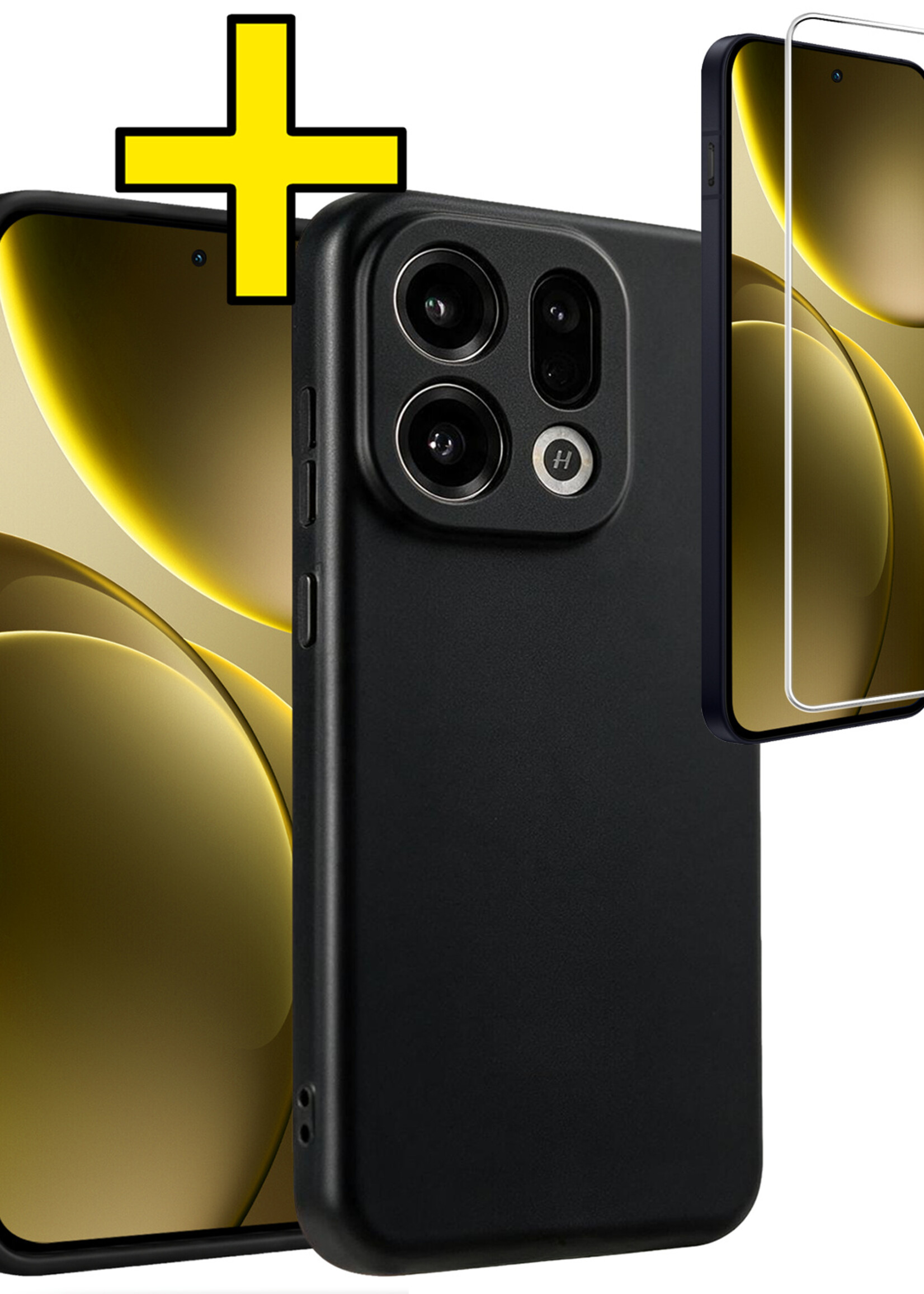 LUQ LUQ OPPO Find X9 Hoesje Siliconen Met Screenprotector - Zwart