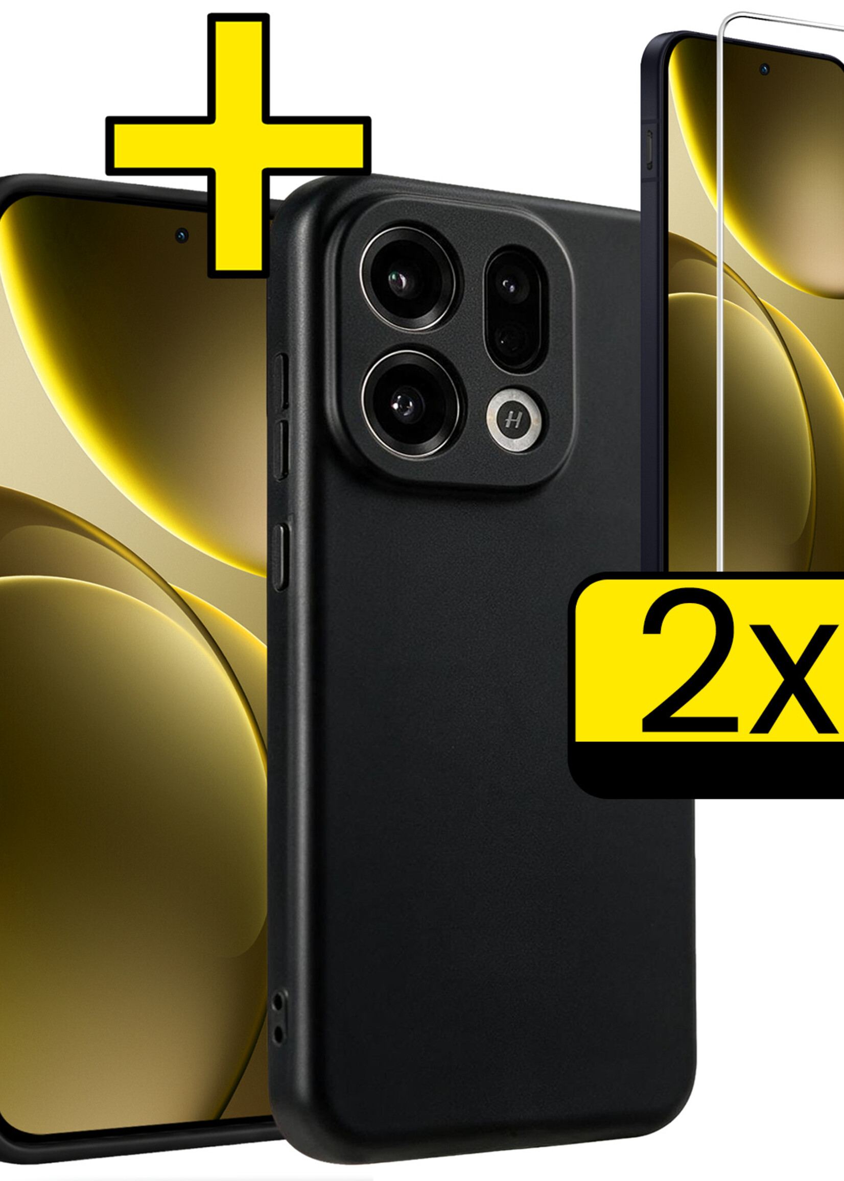 LUQ LUQ OPPO Find X9 Hoesje Siliconen Met 2x Screenprotector - Zwart