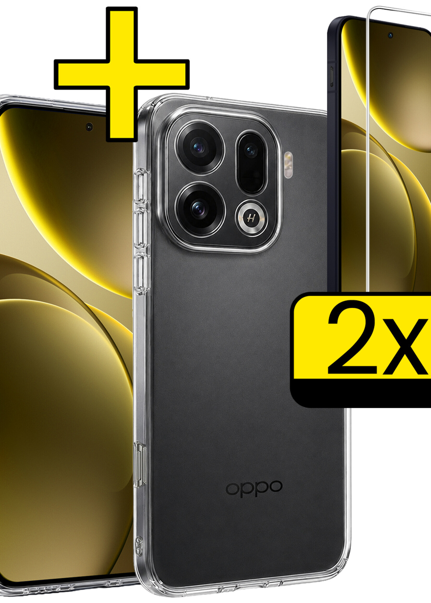 LUQ LUQ OPPO Find X9 Pro Hoesje Siliconen Met 2x Screenprotector - Transparant