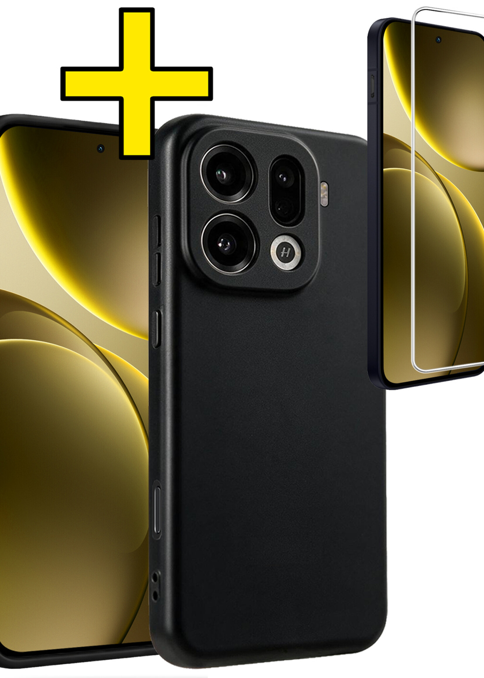 LUQ LUQ OPPO Find X9 Pro Hoesje Siliconen Met Screenprotector - Zwart