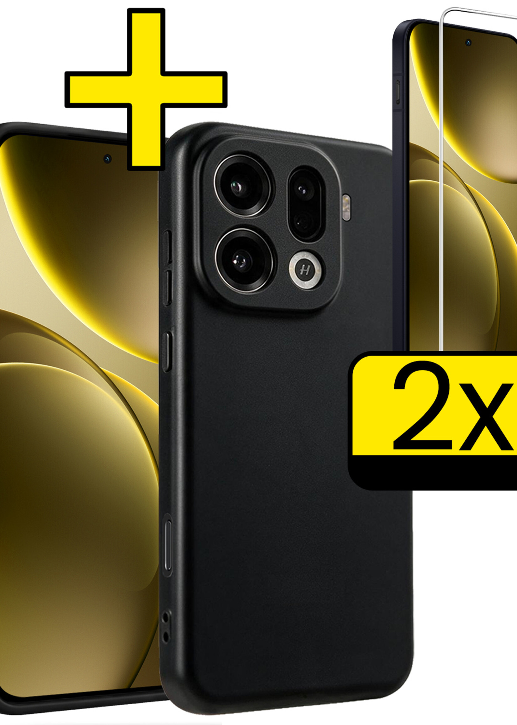 LUQ LUQ OPPO Find X9 Pro Hoesje Siliconen Met 2x Screenprotector - Zwart
