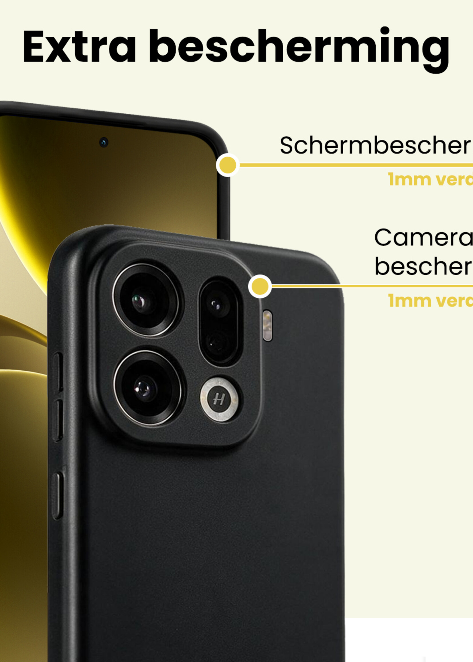 LUQ LUQ OPPO Find X9 Pro Hoesje Siliconen Met 2x Screenprotector - Zwart