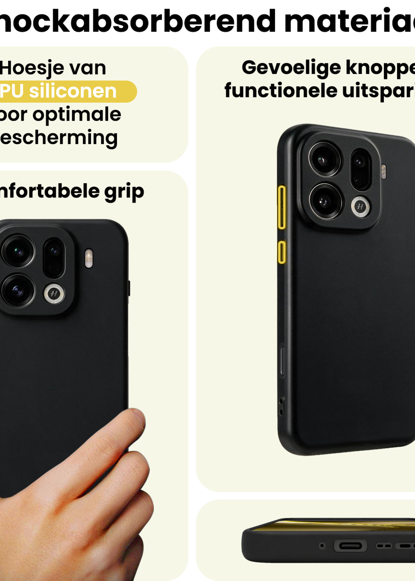 LUQ LUQ OPPO Find X9 Pro Hoesje Siliconen Met 2x Screenprotector - Zwart
