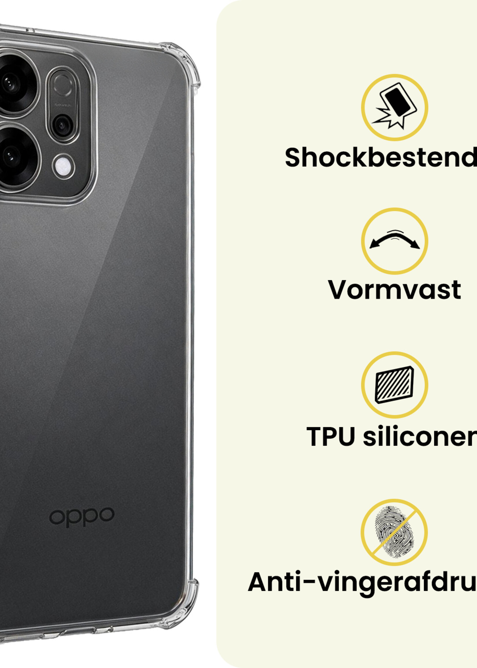 LUQ LUQ OPPO Reno14 Hoesje Shockproof - Transparant - 2 PACK