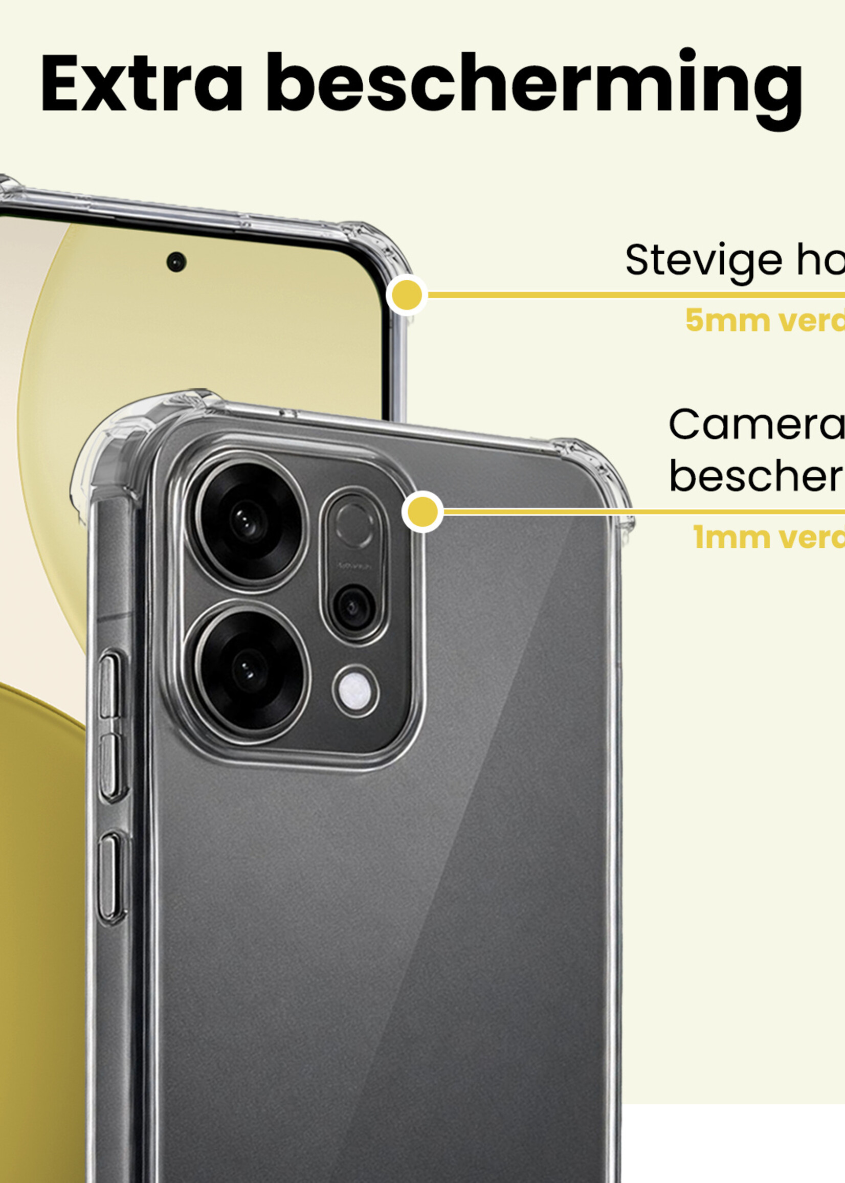 LUQ LUQ OPPO Reno14 Hoesje Shockproof - Transparant - 2 PACK
