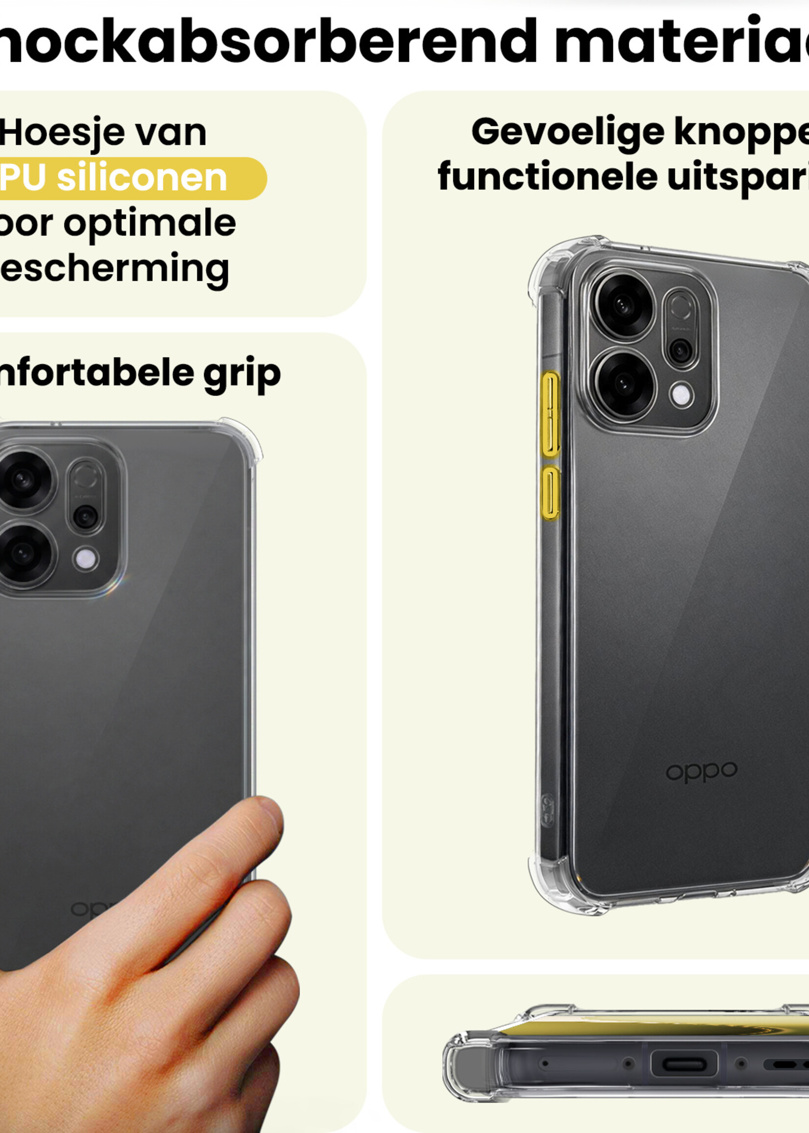 LUQ LUQ OPPO Reno14 Hoesje Shockproof - Transparant - 2 PACK