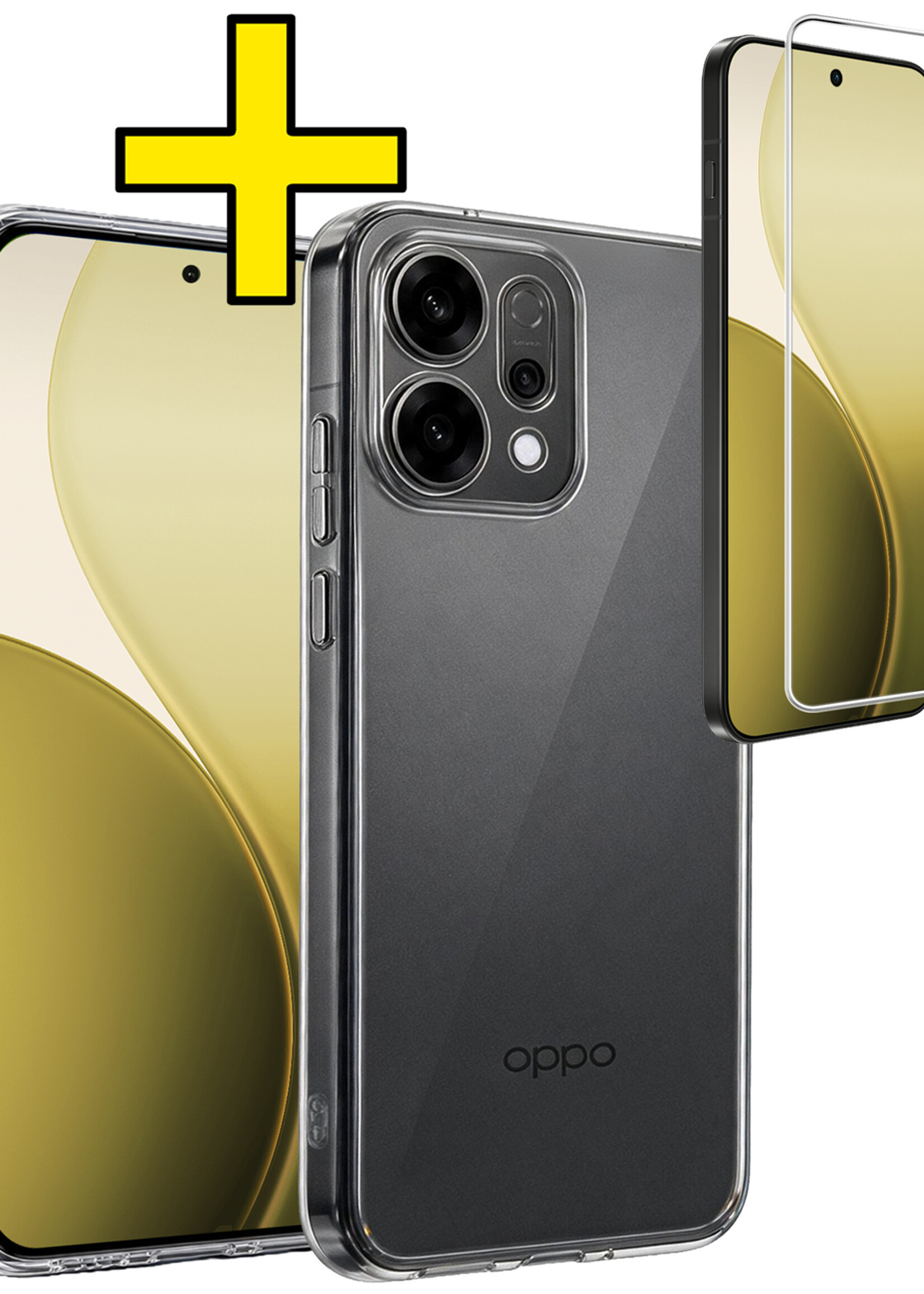 LUQ LUQ OPPO Reno14 Hoesje Siliconen Met Screenprotector - Transparant